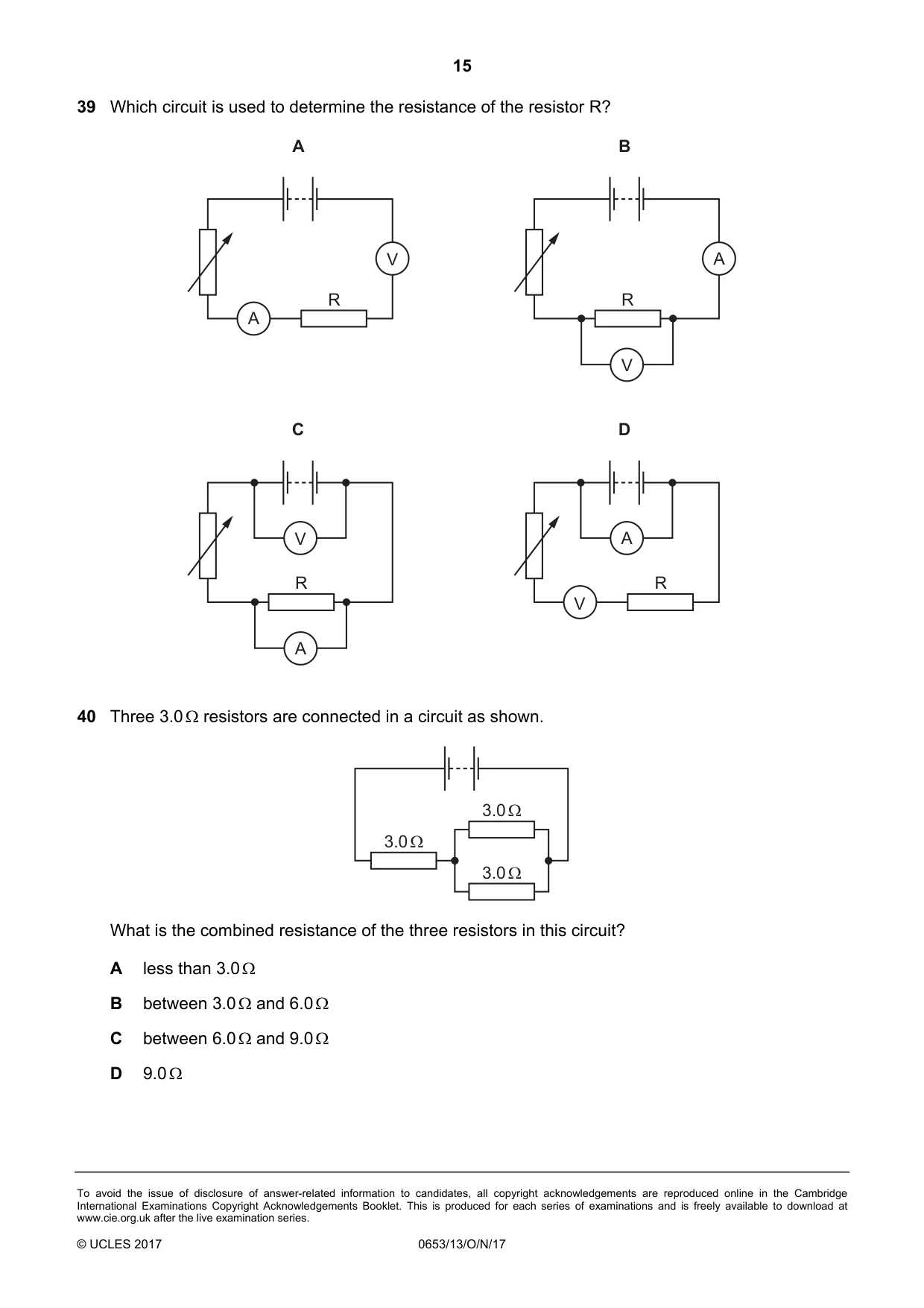 Cambridge IGCSE Science - Combined 0653 2017 Oct/Nov Paper 1 · Variant 3 question paper, page 15 of 16