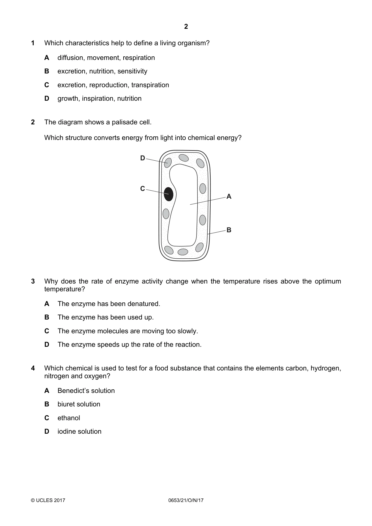 Cambridge IGCSE Science - Combined 0653 2017 Oct/Nov Paper 2 · Variant 1 question paper, page 2 of 16