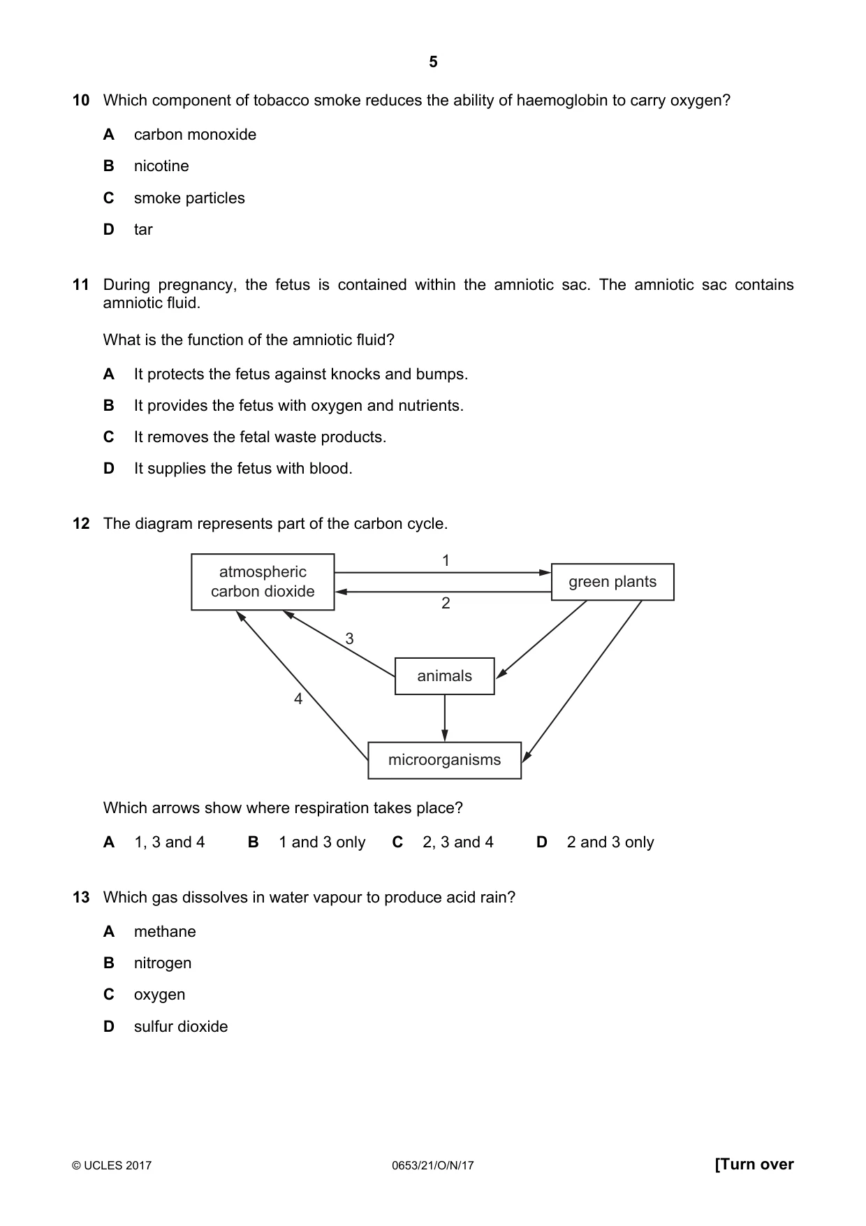 Cambridge IGCSE Science - Combined 0653 2017 Oct/Nov Paper 2 · Variant 1 question paper, page 5 of 16