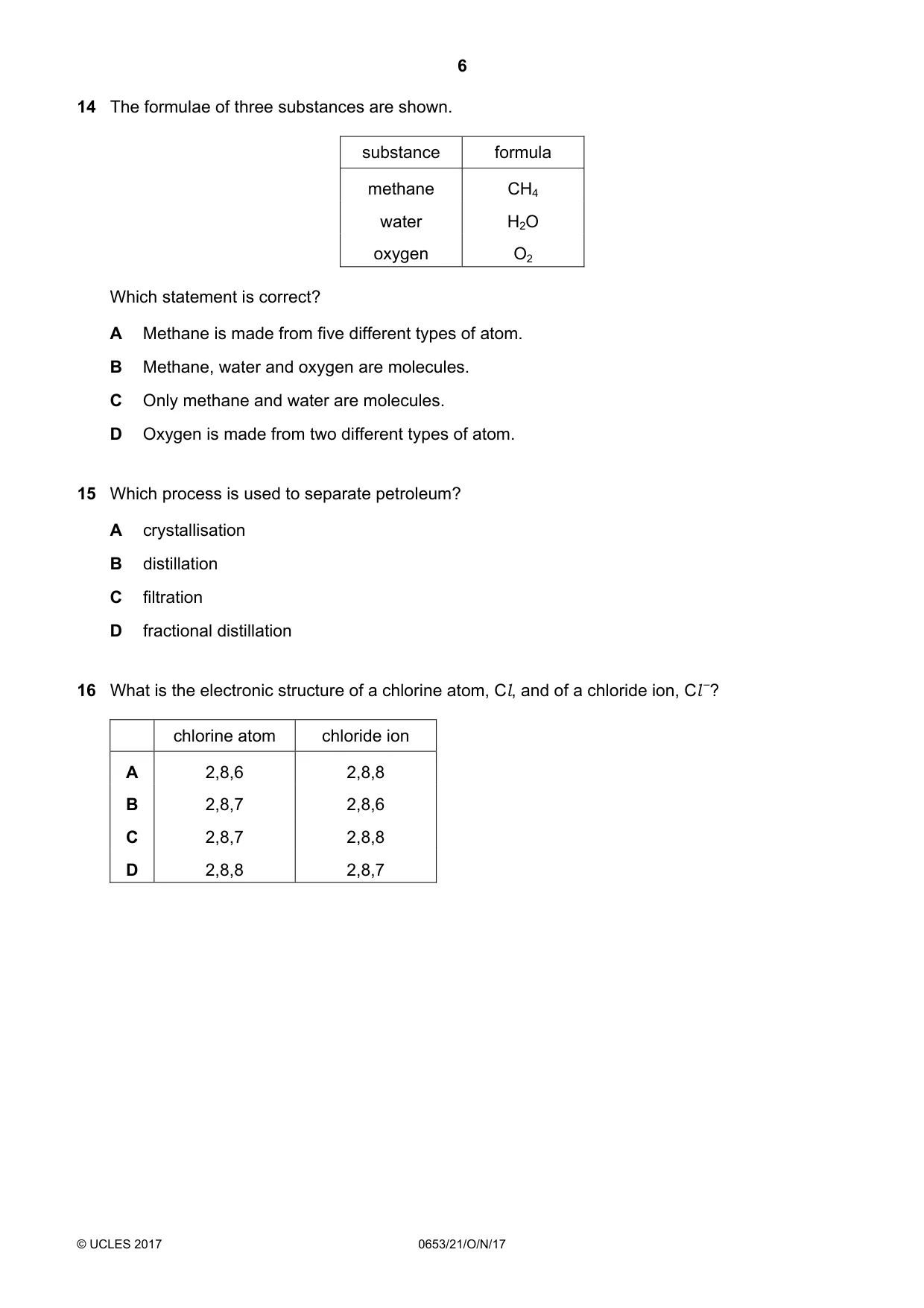 Cambridge IGCSE Science - Combined 0653 2017 Oct/Nov Paper 2 · Variant 1 question paper, page 6 of 16