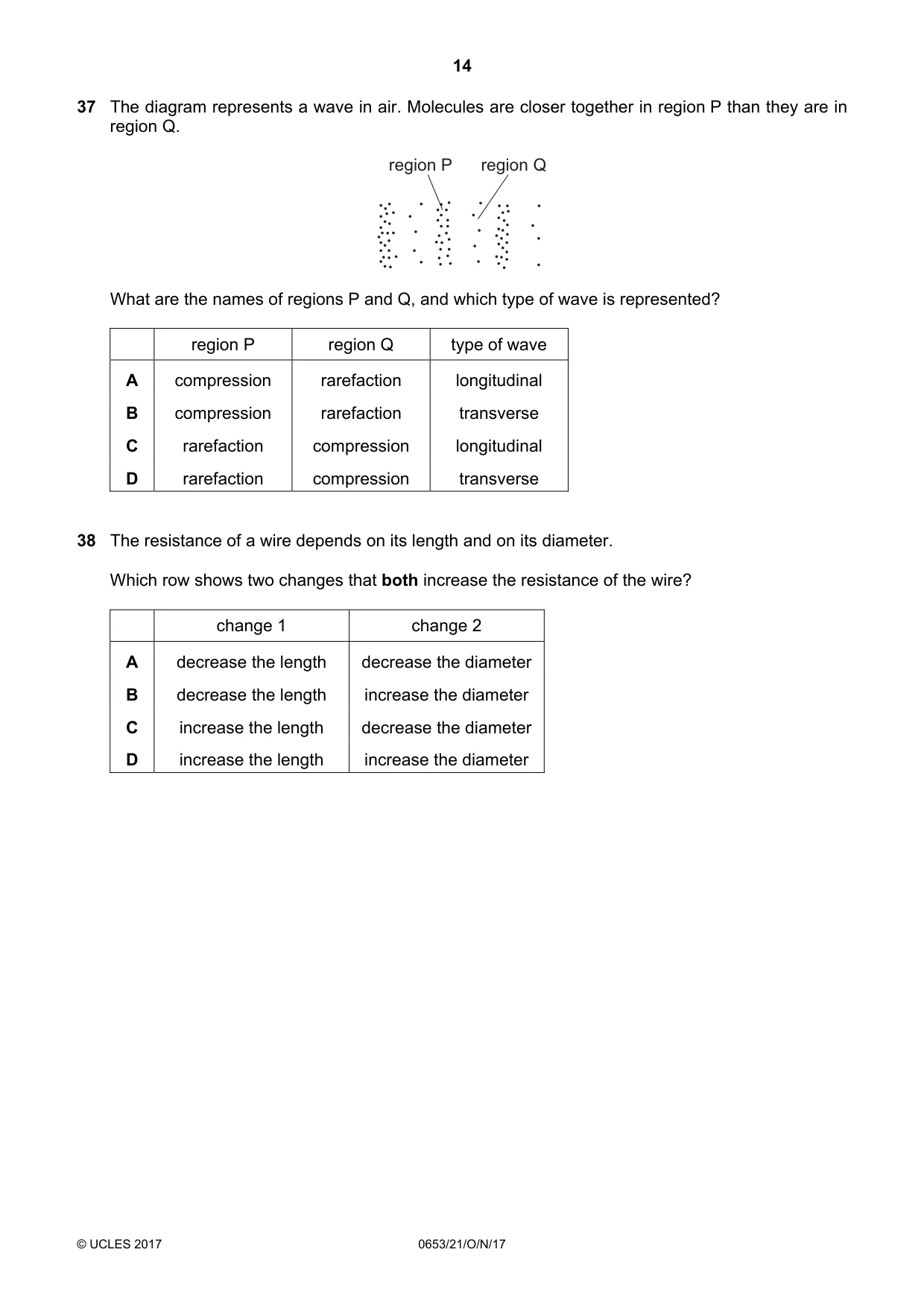 Cambridge IGCSE Science - Combined 0653 2017 Oct/Nov Paper 2 · Variant 1 question paper, page 14 of 16