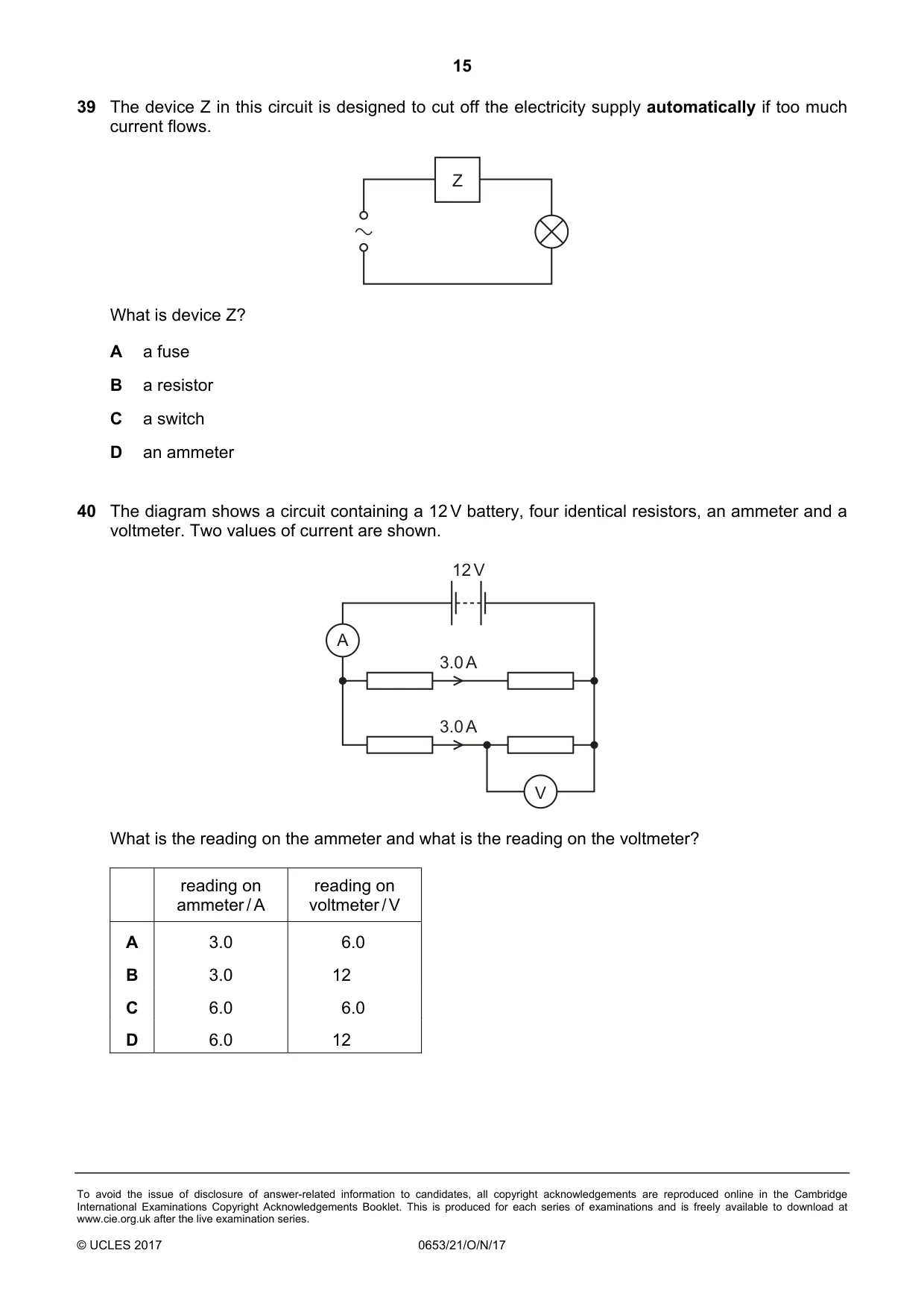 Cambridge IGCSE Science - Combined 0653 2017 Oct/Nov Paper 2 · Variant 1 question paper, page 15 of 16
