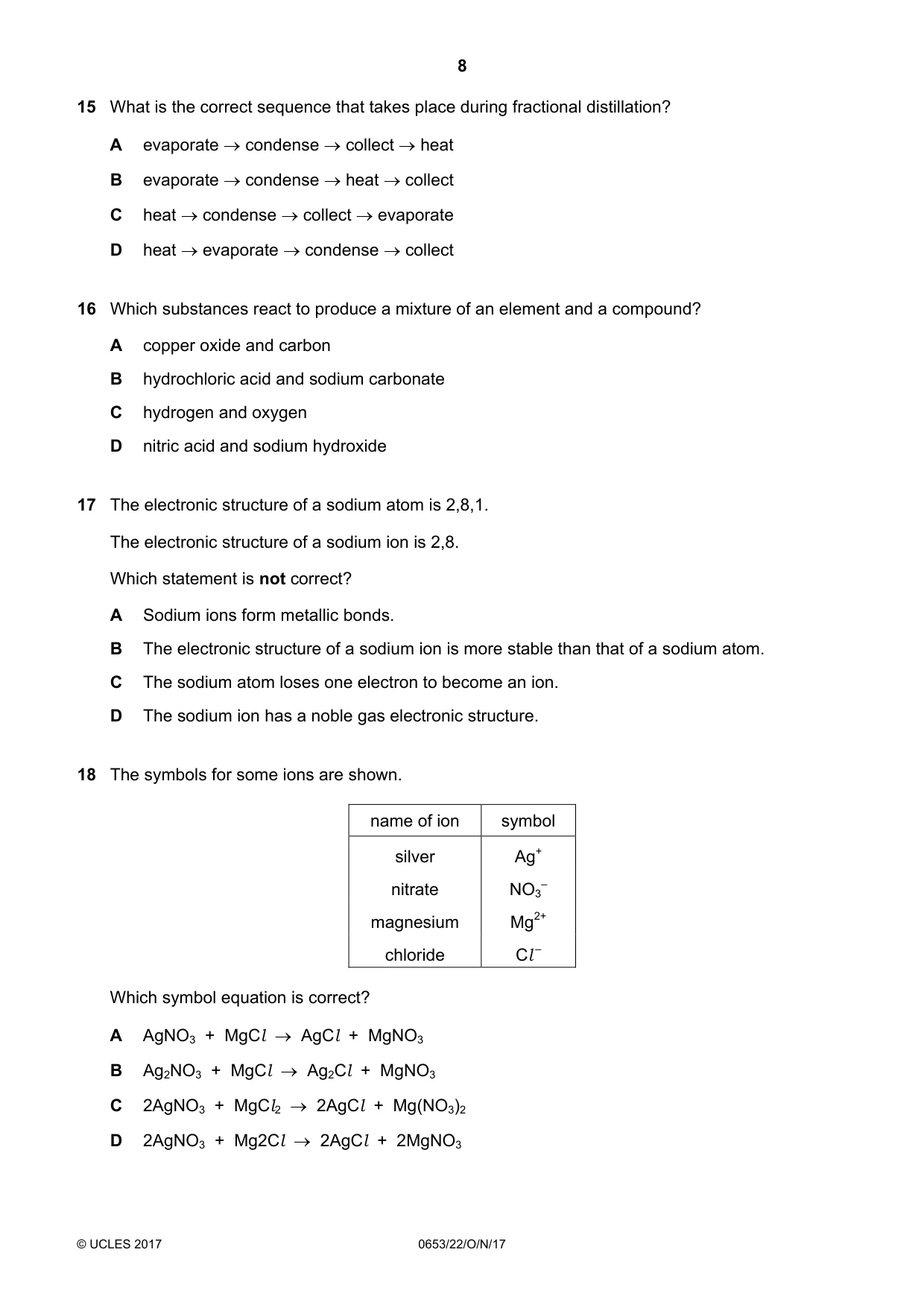 Cambridge IGCSE Science - Combined 0653 2017 Oct/Nov Paper 2 · Variant 2 question paper, page 8 of 20