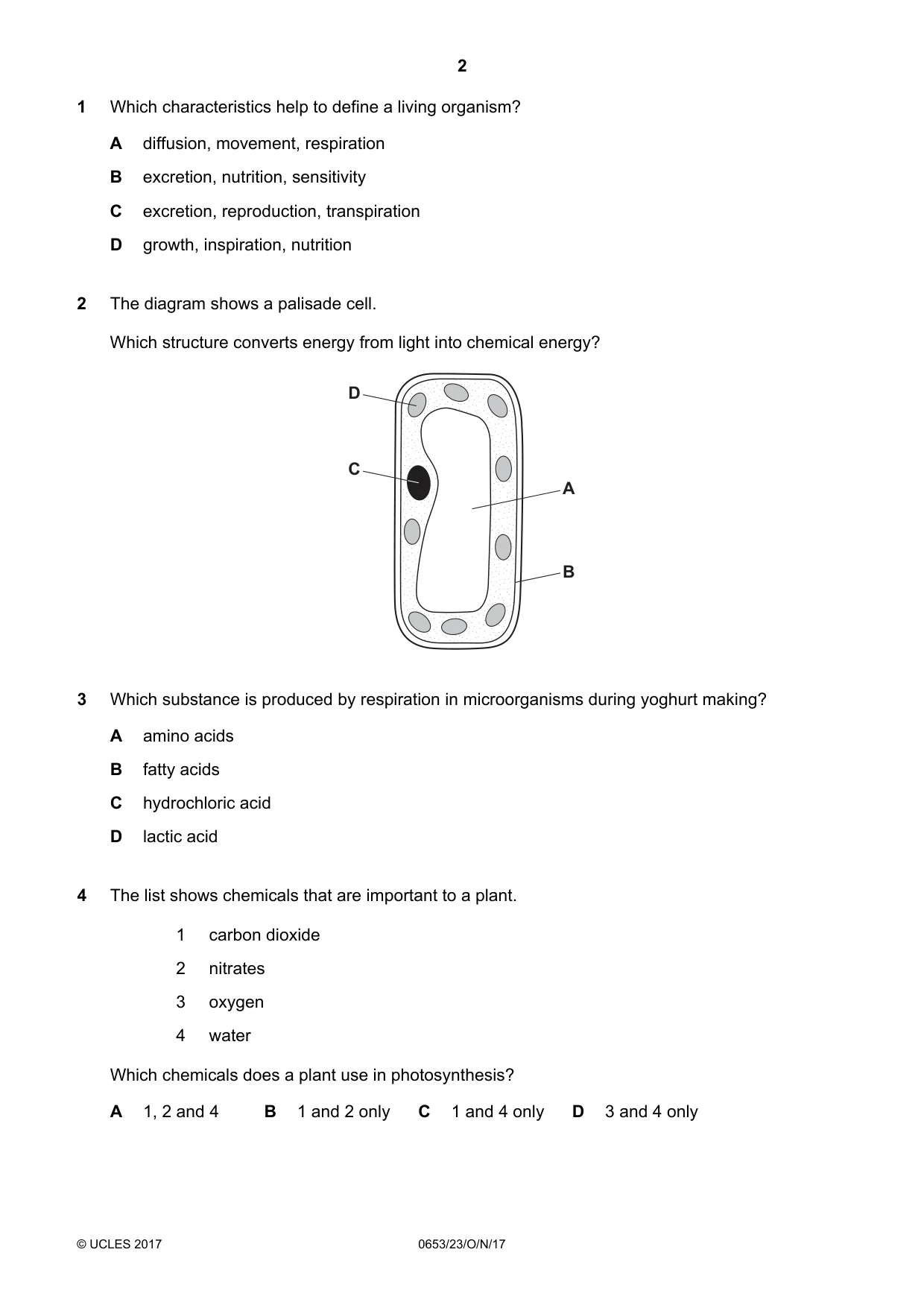 Cambridge IGCSE Science - Combined 0653 2017 Oct/Nov Paper 2 · Variant 3 question paper, page 2 of 20