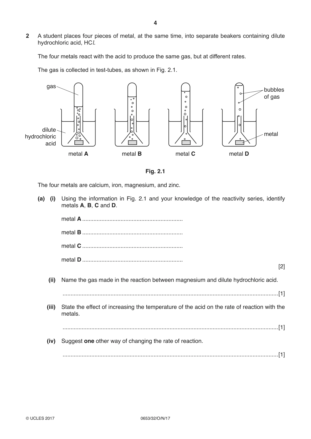 Cambridge IGCSE Science - Combined 0653 2017 Oct/Nov Paper 3 · Variant 2 question paper, page 4 of 20