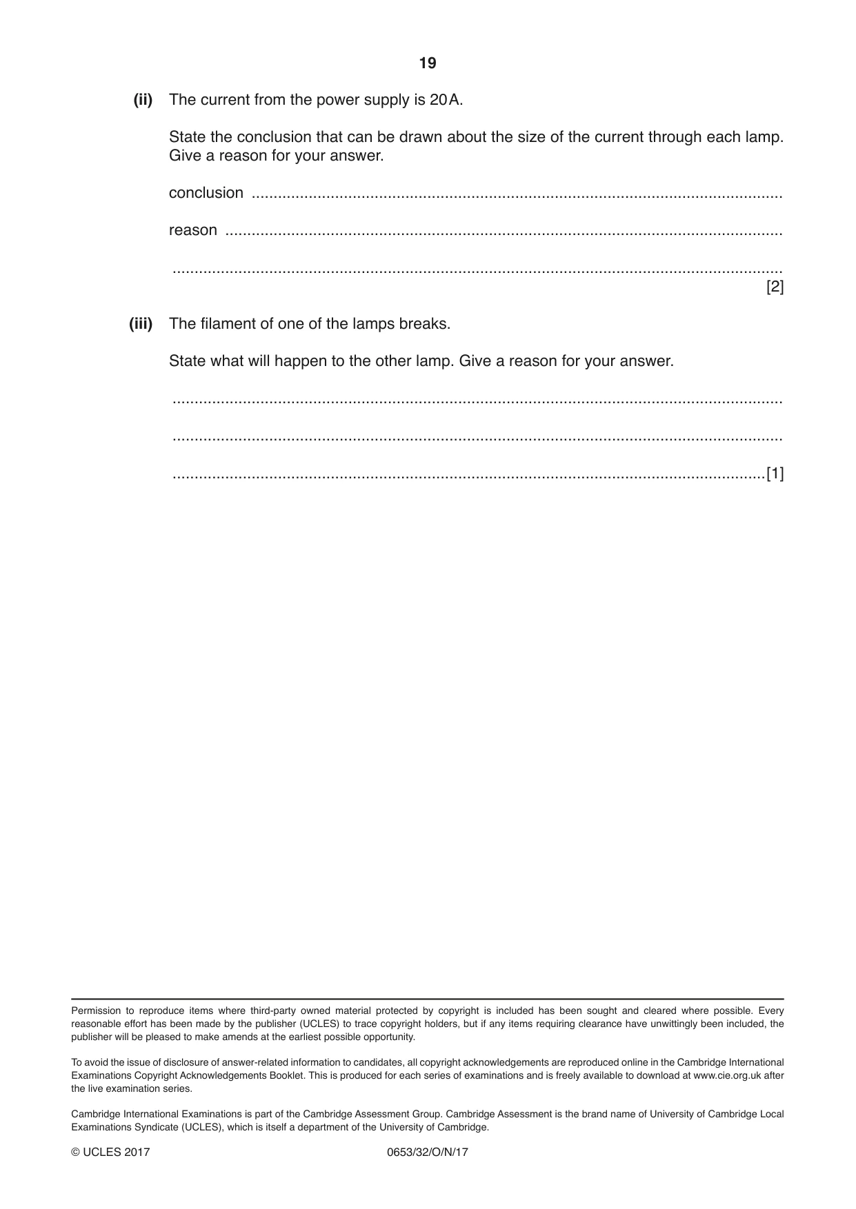 Cambridge IGCSE Science - Combined 0653 2017 Oct/Nov Paper 3 · Variant 2 question paper, page 19 of 20