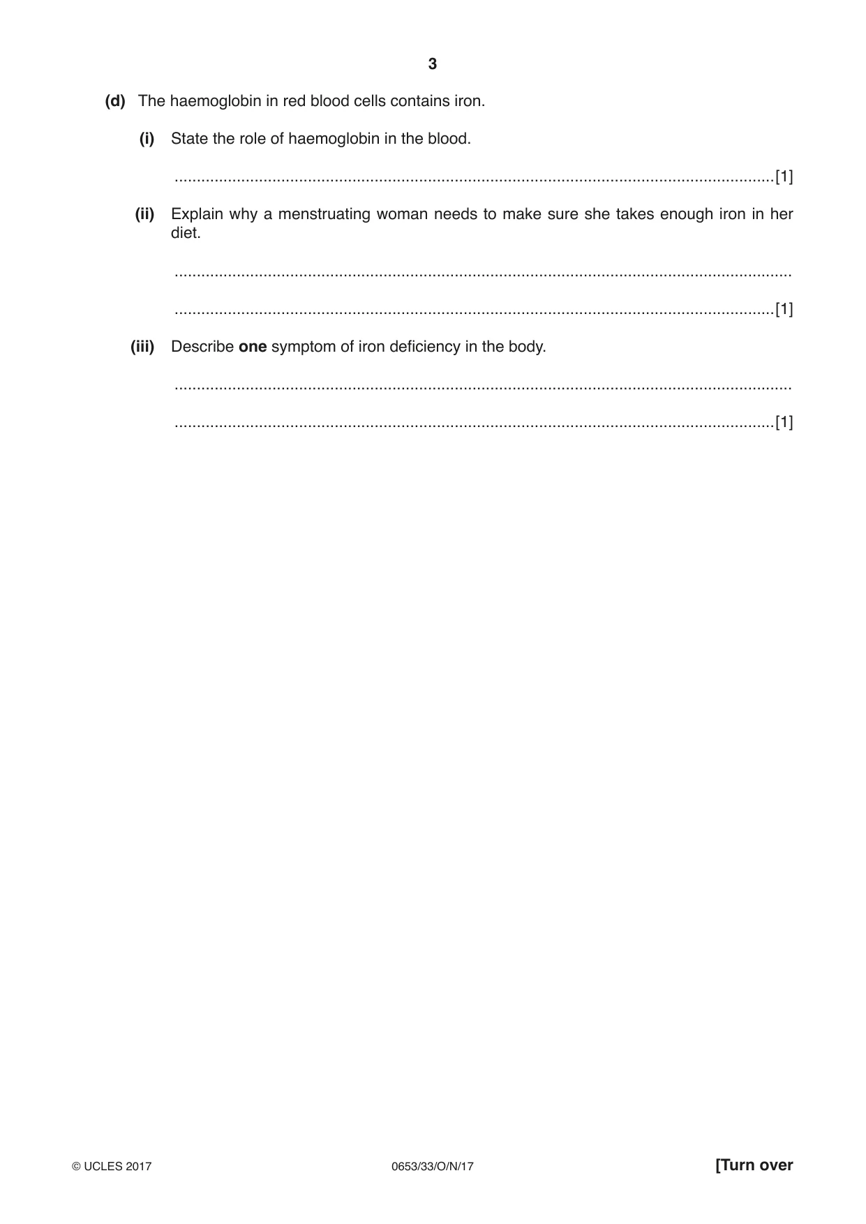 Cambridge IGCSE Science - Combined 0653 2017 Oct/Nov Paper 3 · Variant 3 question paper, page 3 of 24