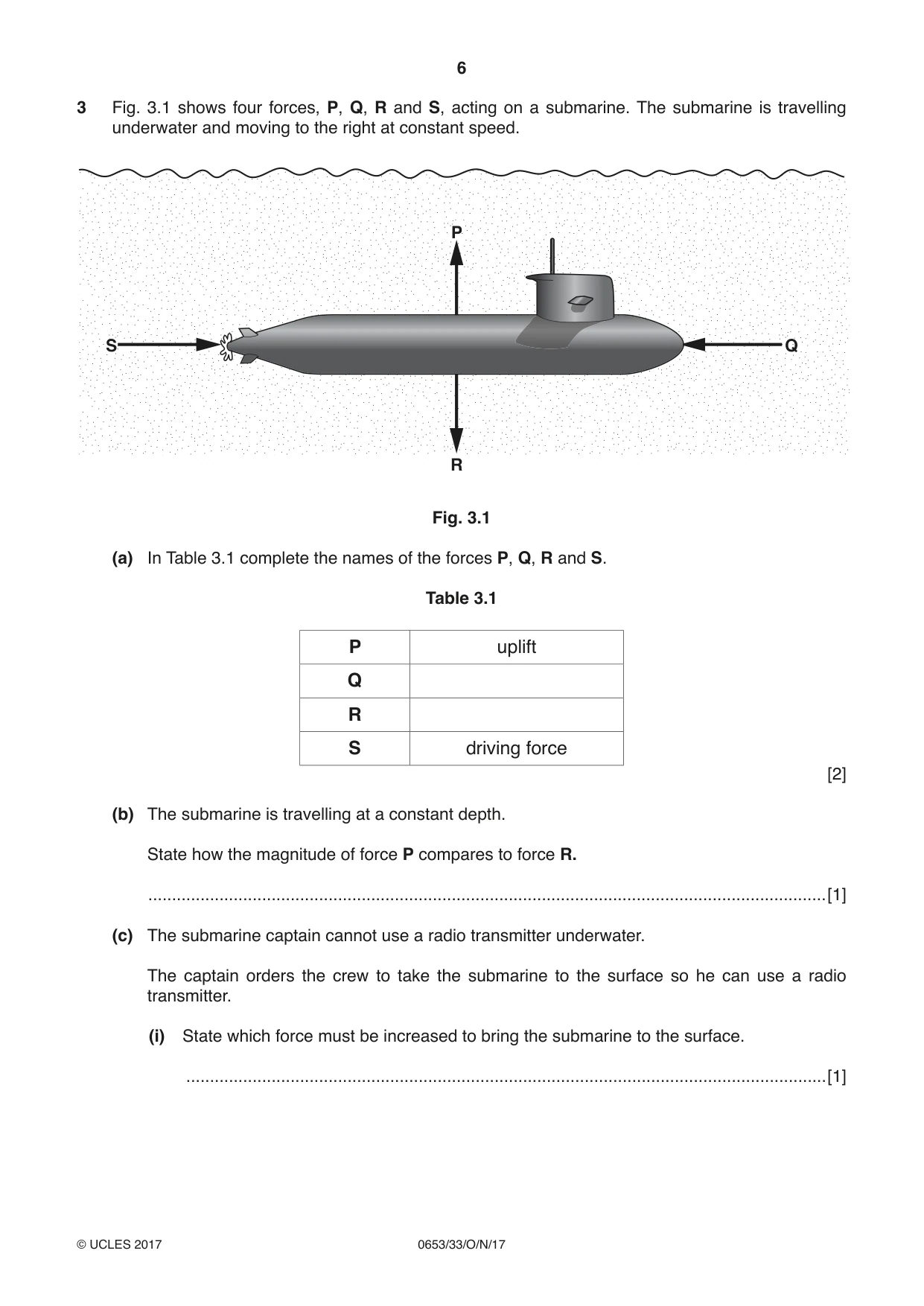 Cambridge IGCSE Science - Combined 0653 2017 Oct/Nov Paper 3 · Variant 3 question paper, page 6 of 24