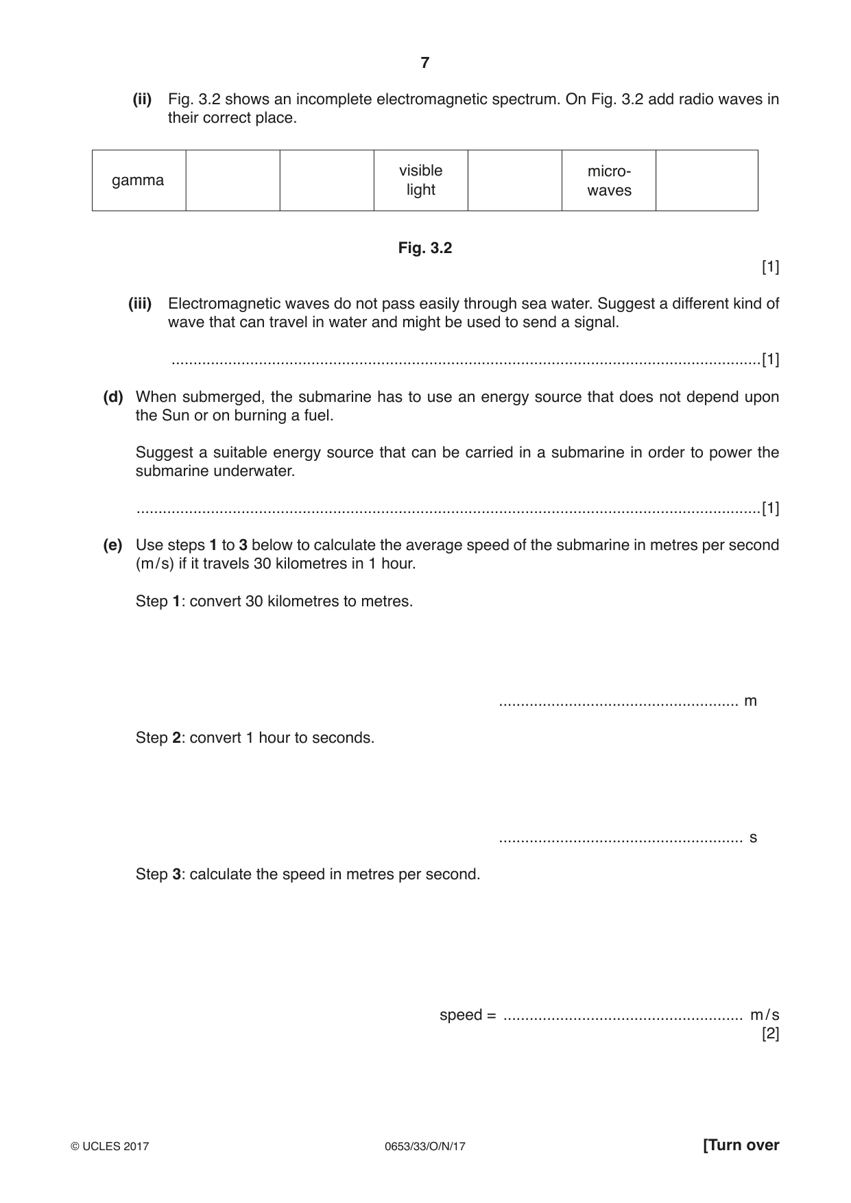 Cambridge IGCSE Science - Combined 0653 2017 Oct/Nov Paper 3 · Variant 3 question paper, page 7 of 24