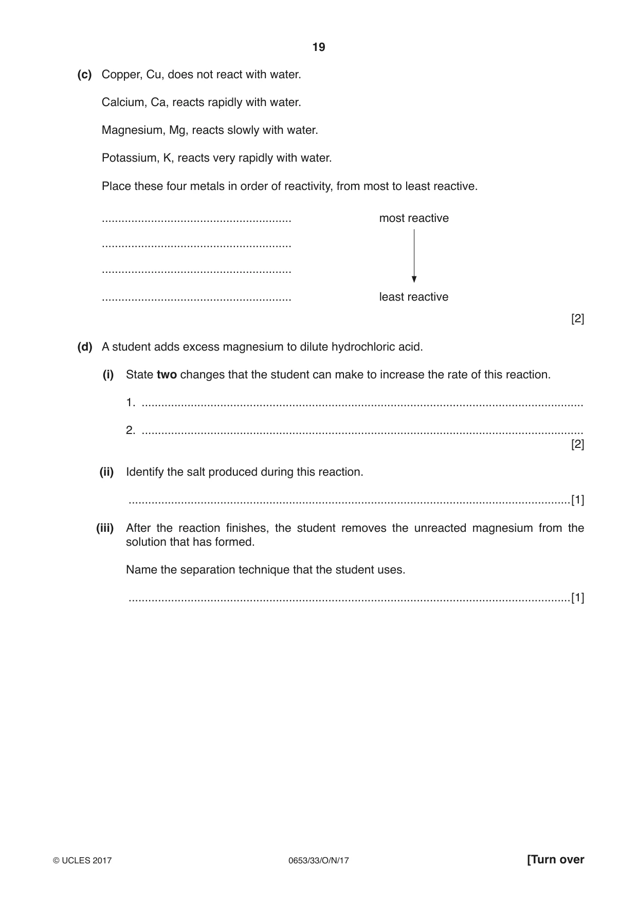Cambridge IGCSE Science - Combined 0653 2017 Oct/Nov Paper 3 · Variant 3 question paper, page 19 of 24