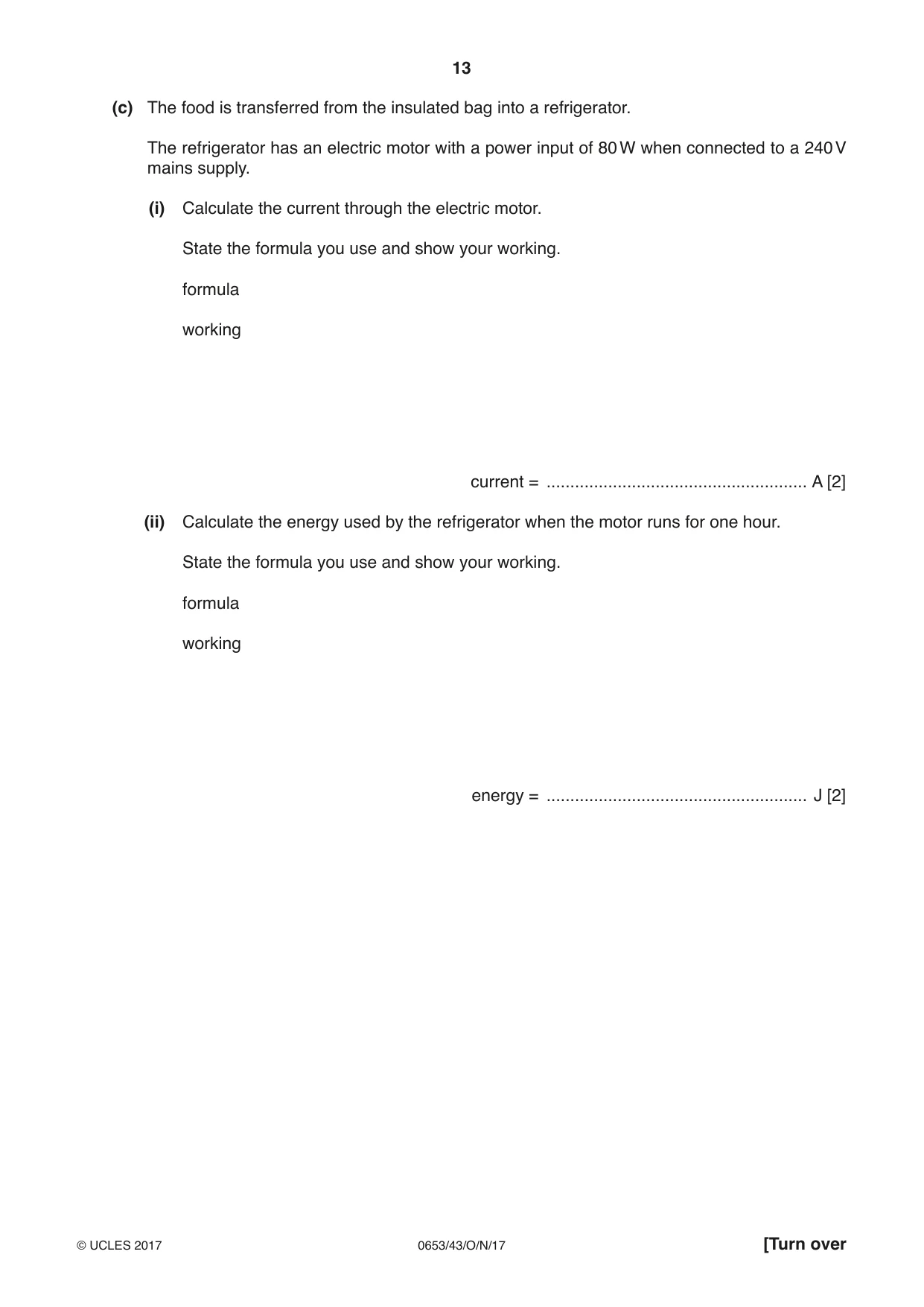 Cambridge IGCSE Science - Combined 0653 2017 Oct/Nov Paper 4 · Variant 3 question paper, page 13 of 24