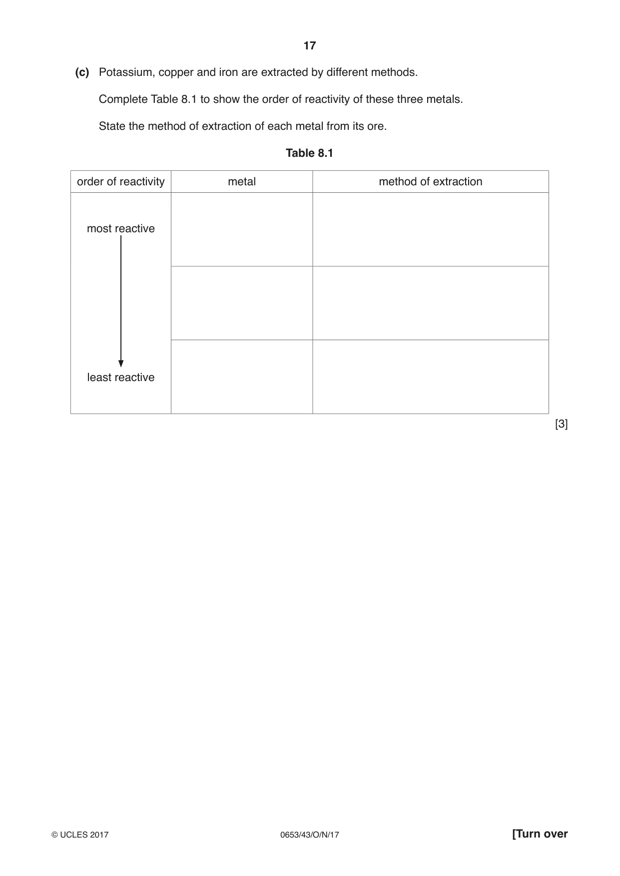 Cambridge IGCSE Science - Combined 0653 2017 Oct/Nov Paper 4 · Variant 3 question paper, page 17 of 24