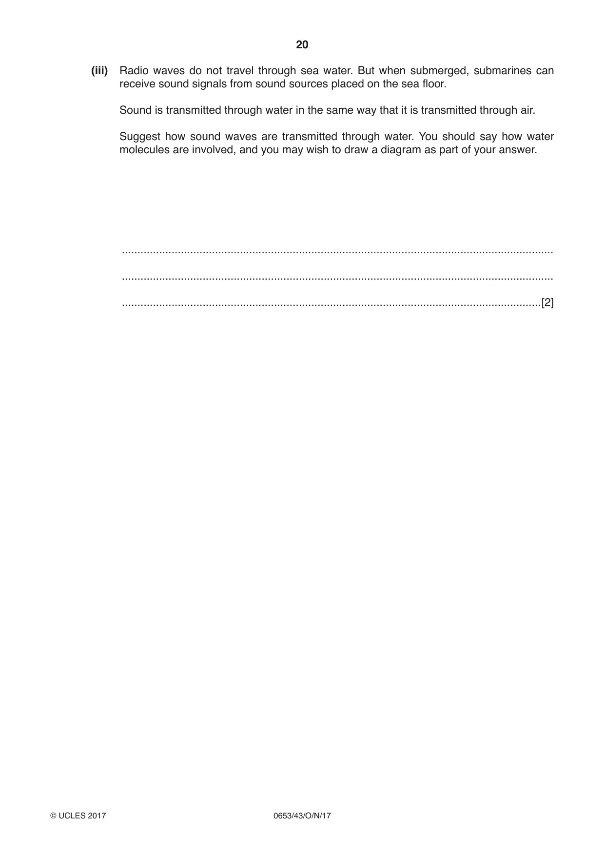 Cambridge IGCSE Science - Combined 0653 2017 Oct/Nov Paper 4 · Variant 3 question paper, page 20 of 24