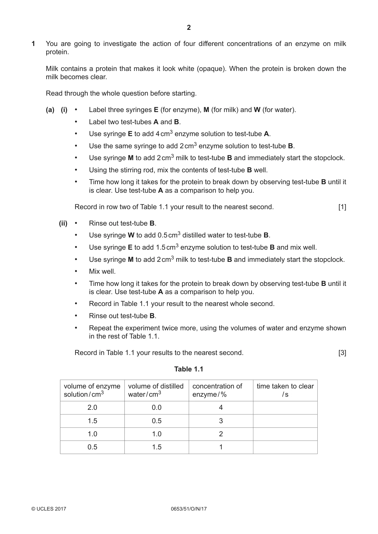 Cambridge IGCSE Science - Combined 0653 2017 Oct/Nov Paper 5 · Variant 1 question paper, page 2 of 8