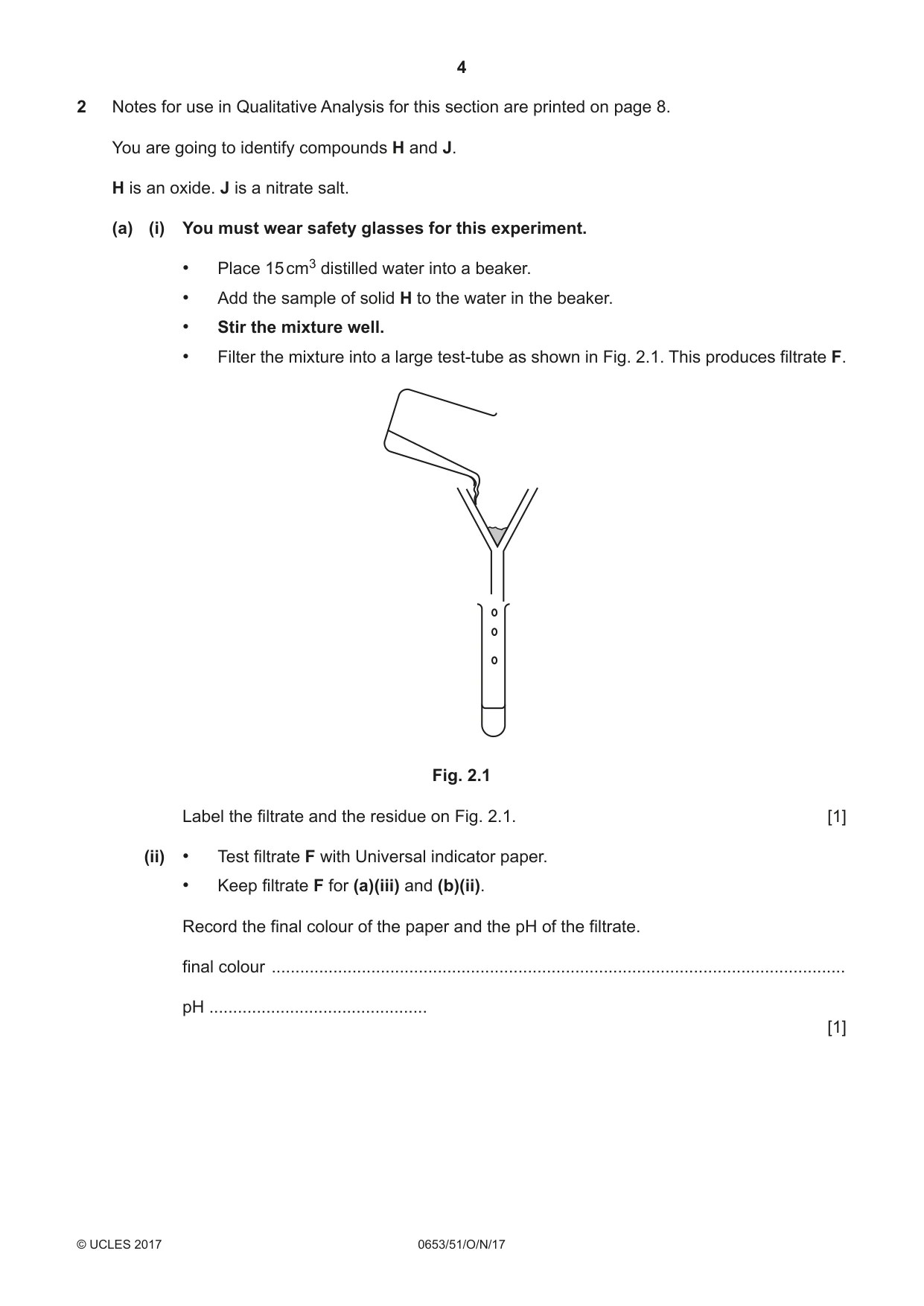Cambridge IGCSE Science - Combined 0653 2017 Oct/Nov Paper 5 · Variant 1 question paper, page 4 of 8