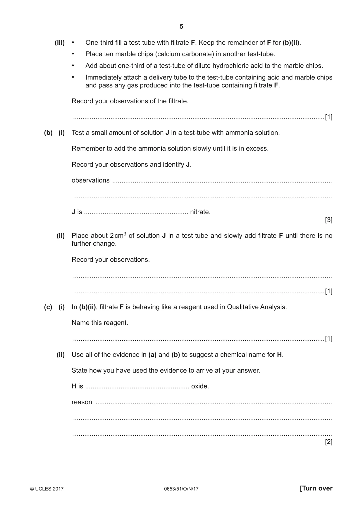 Cambridge IGCSE Science - Combined 0653 2017 Oct/Nov Paper 5 · Variant 1 question paper, page 5 of 8