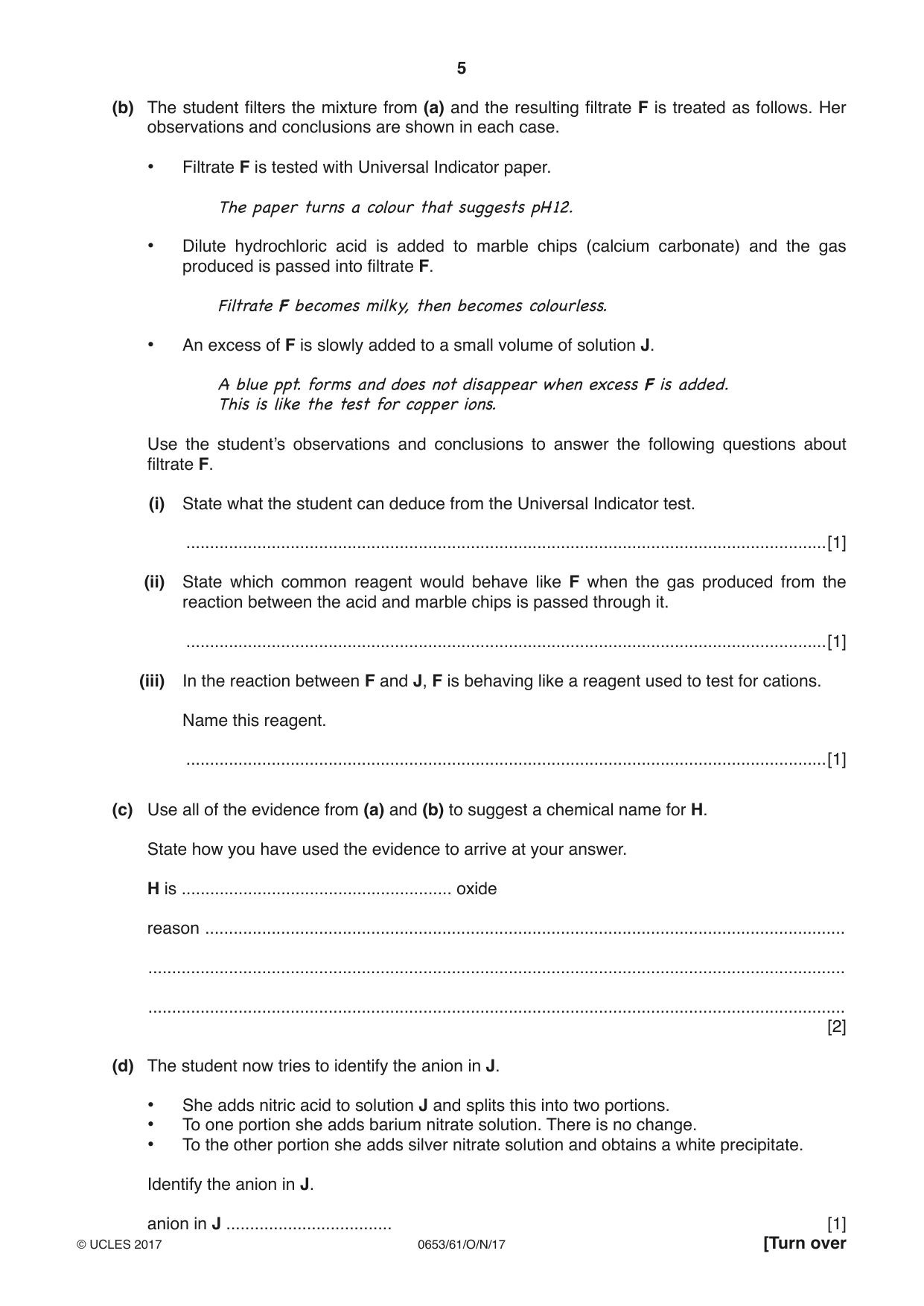 Cambridge IGCSE Science - Combined 0653 2017 Oct/Nov Paper 6 · Variant 1 question paper, page 5 of 20