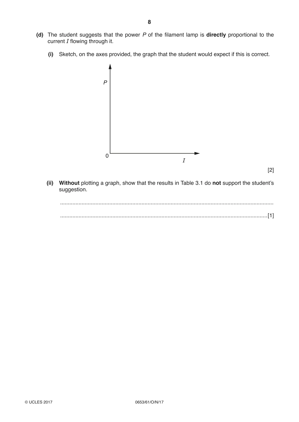 Cambridge IGCSE Science - Combined 0653 2017 Oct/Nov Paper 6 · Variant 1 question paper, page 8 of 20