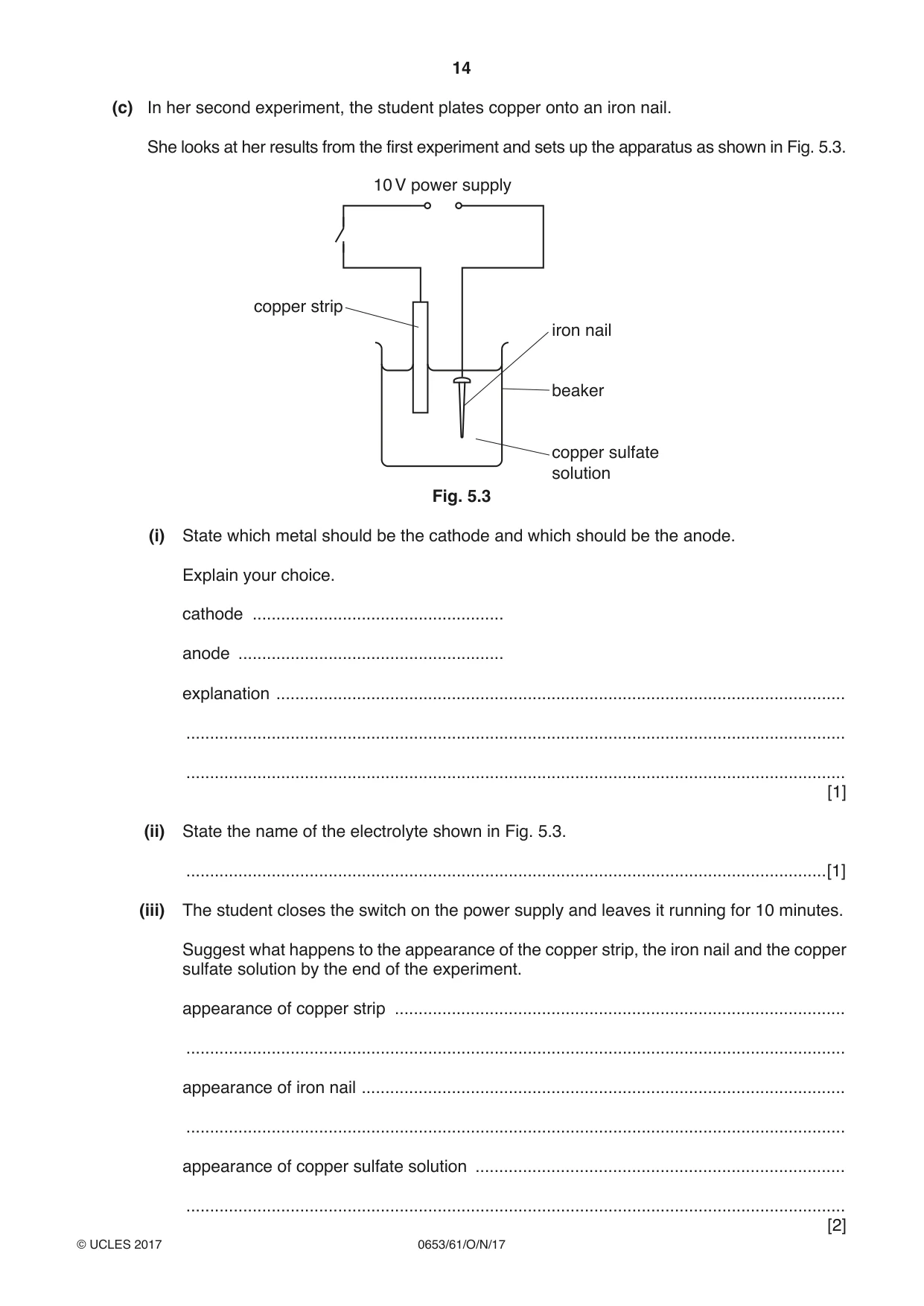 Cambridge IGCSE Science - Combined 0653 2017 Oct/Nov Paper 6 · Variant 1 question paper, page 14 of 20
