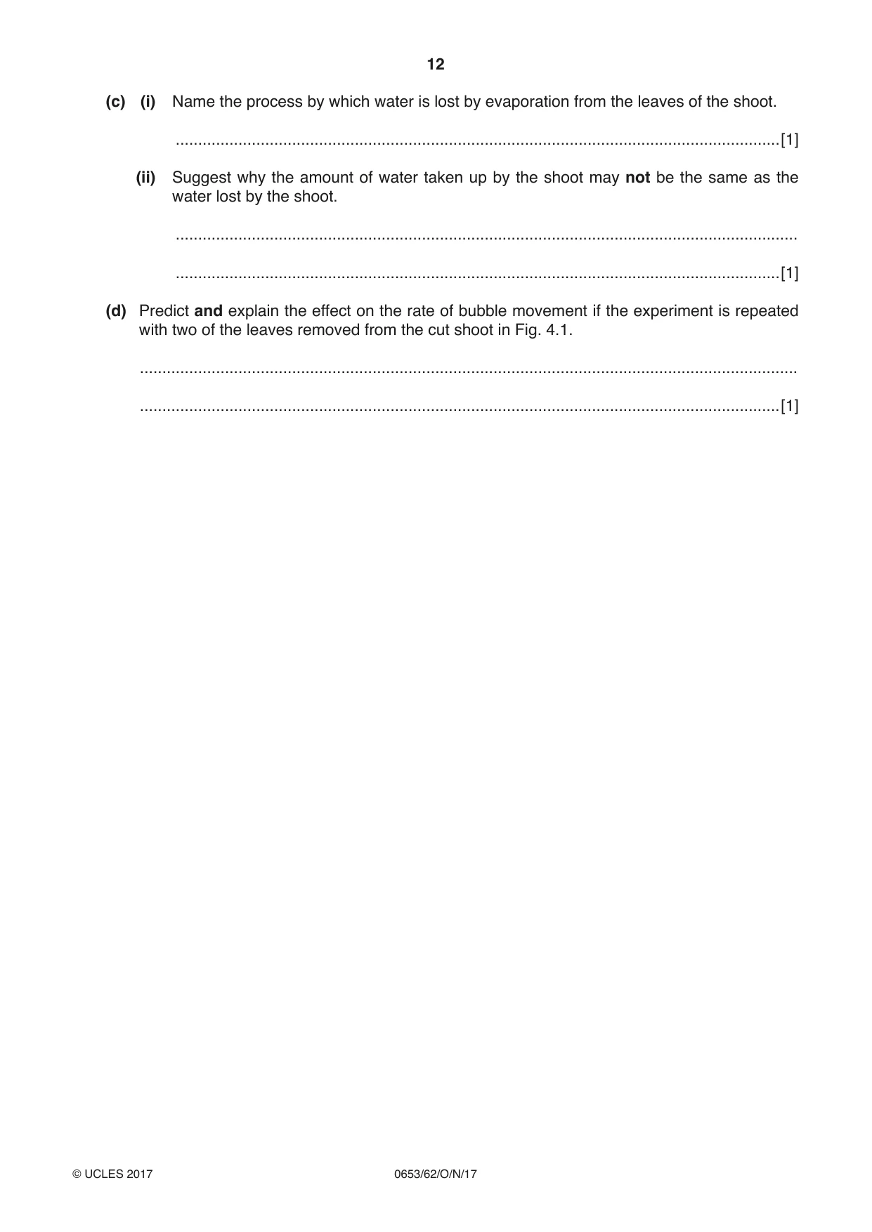 Cambridge IGCSE Science - Combined 0653 2017 Oct/Nov Paper 6 · Variant 2 question paper, page 12 of 20