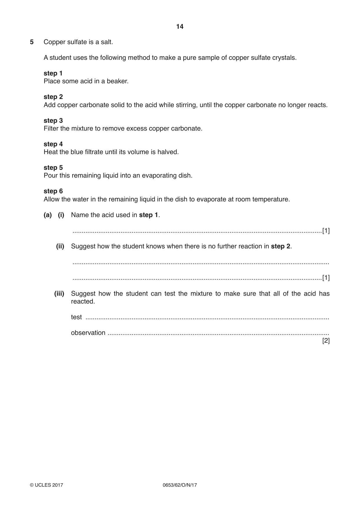Cambridge IGCSE Science - Combined 0653 2017 Oct/Nov Paper 6 · Variant 2 question paper, page 14 of 20