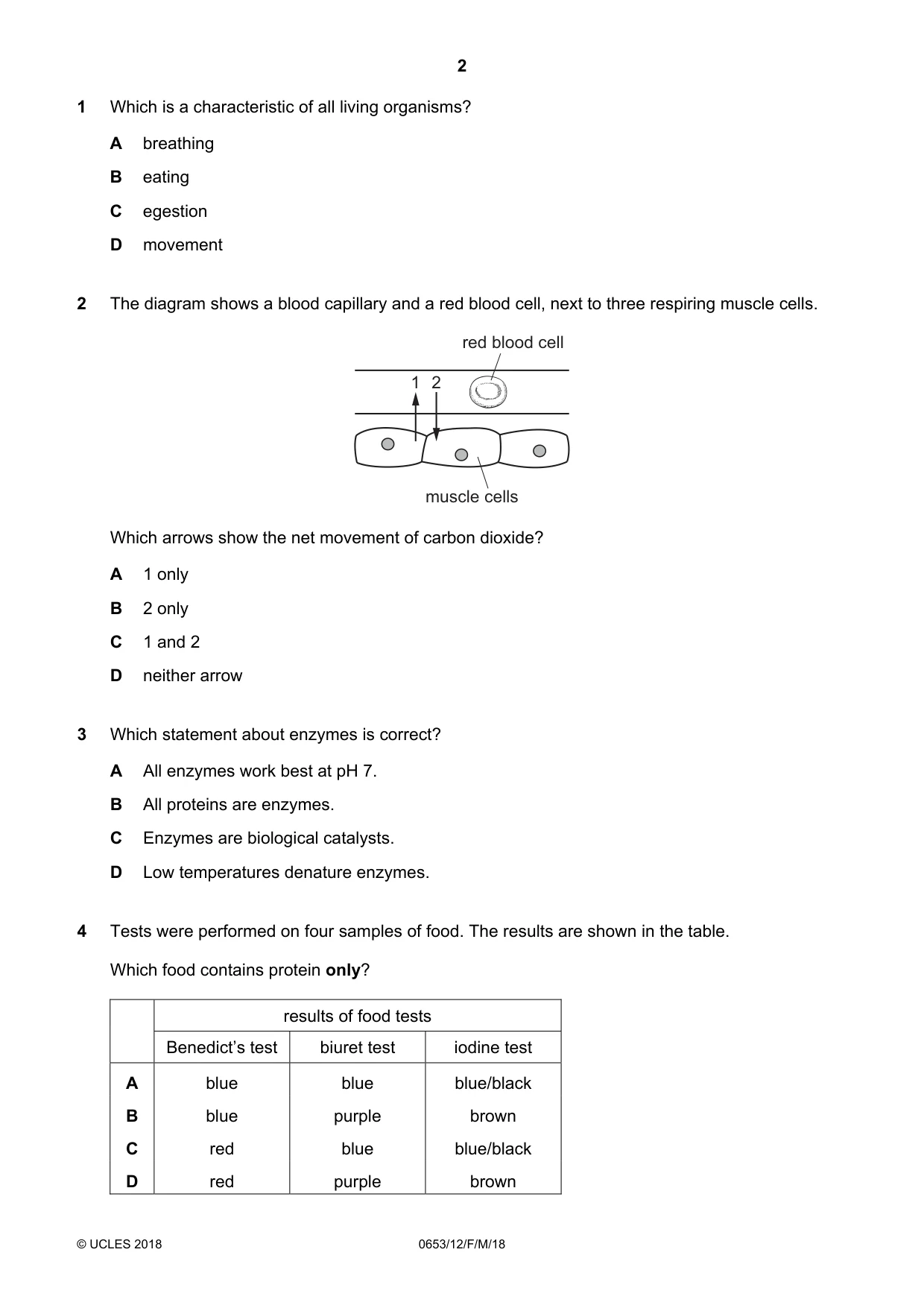 Cambridge IGCSE Science - Combined 0653 2018 Feb/March Paper 1 · Variant 2 question paper, page 2 of 16
