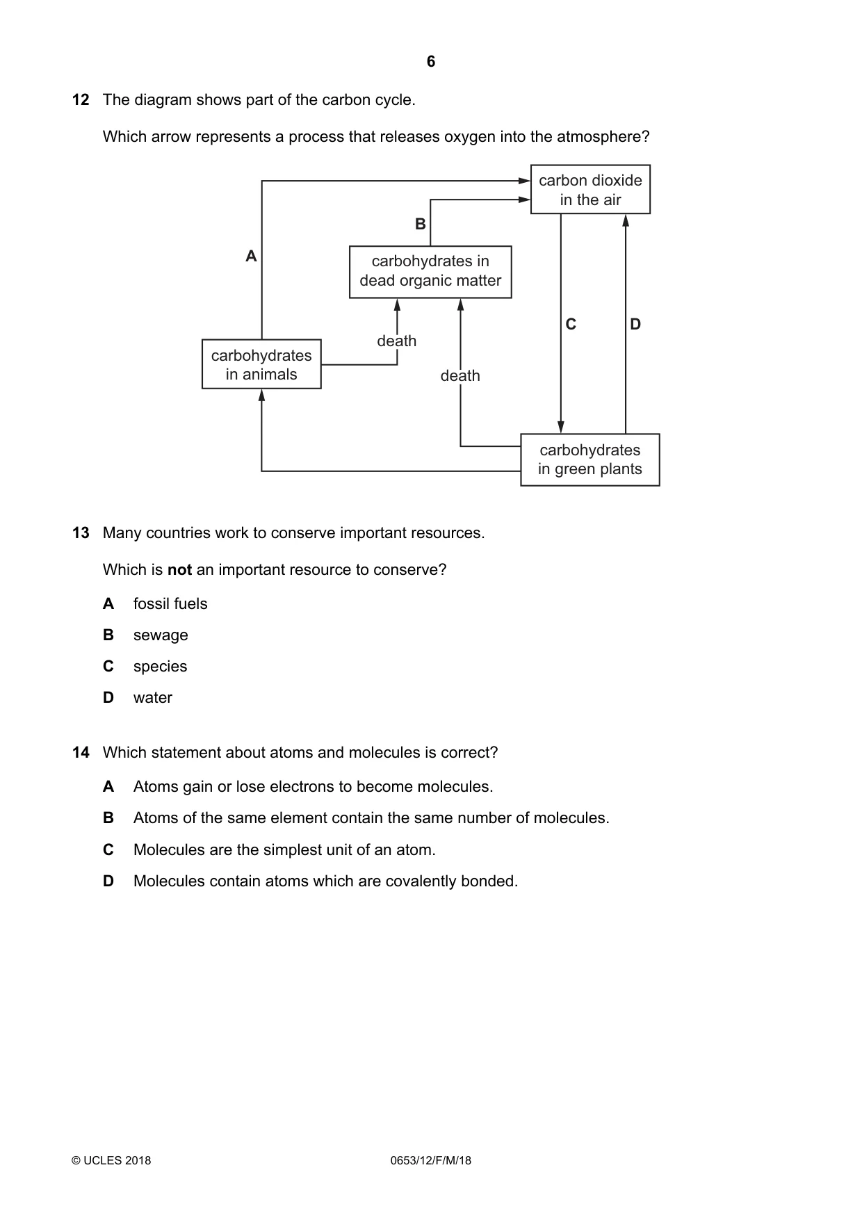 Cambridge IGCSE Science - Combined 0653 2018 Feb/March Paper 1 · Variant 2 question paper, page 6 of 16