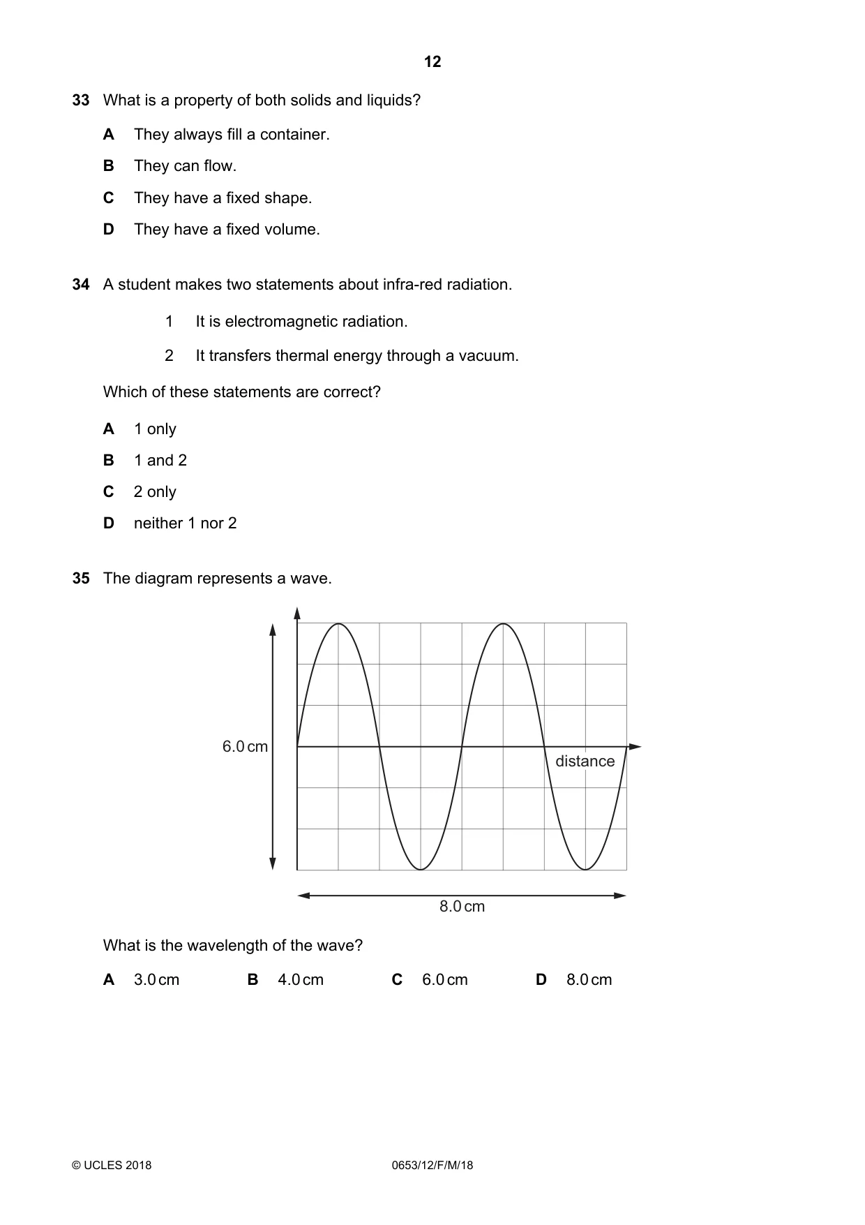 Cambridge IGCSE Science - Combined 0653 2018 Feb/March Paper 1 · Variant 2 question paper, page 12 of 16