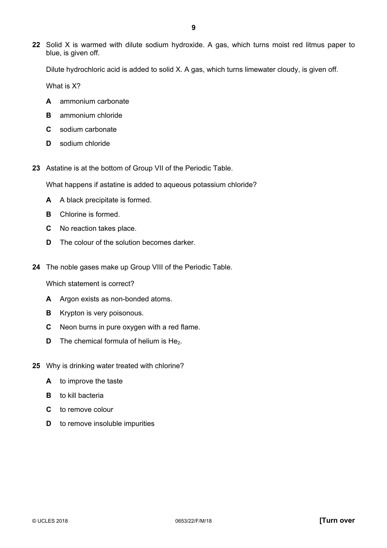 Cambridge IGCSE Science - Combined 0653 2018 Feb/March Paper 2 · Variant 2 question paper, page 9 of 16