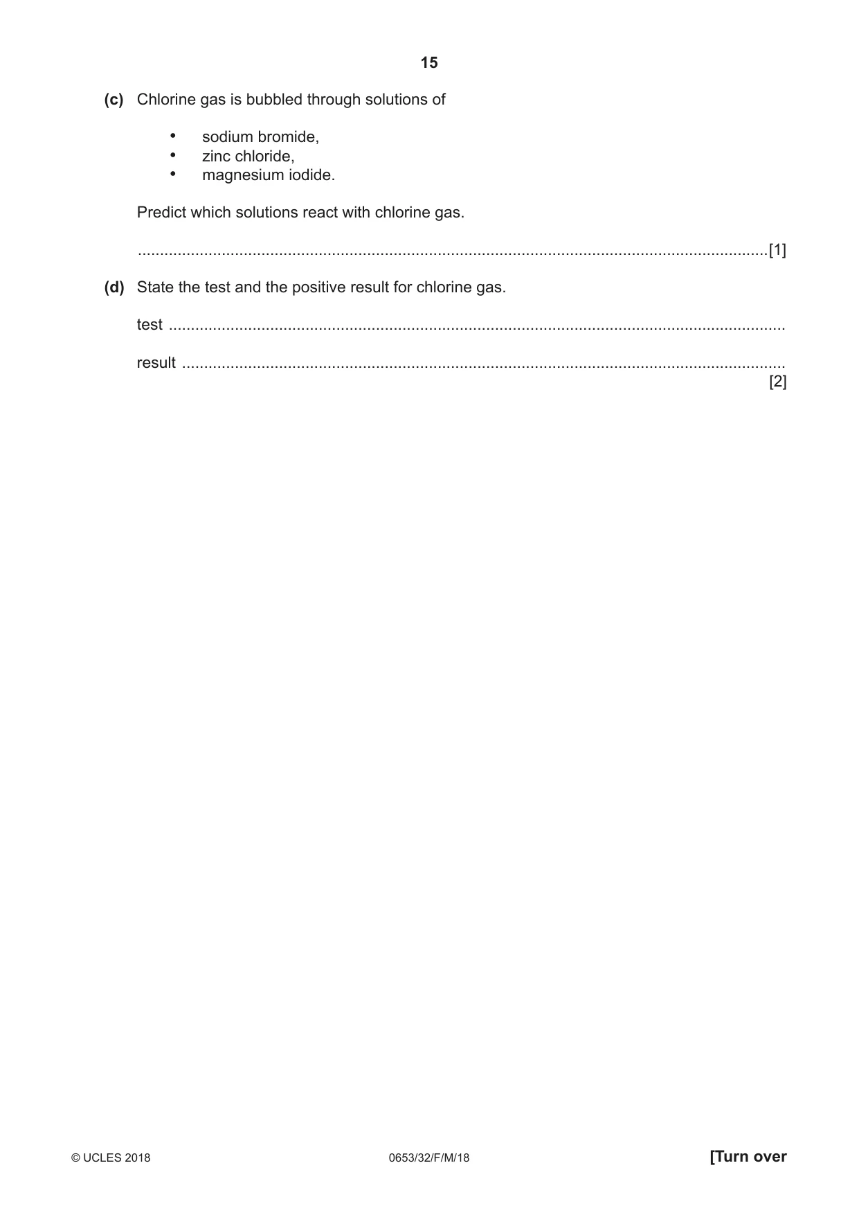 Cambridge IGCSE Science - Combined 0653 2018 Feb/March Paper 3 · Variant 2 question paper, page 15 of 20