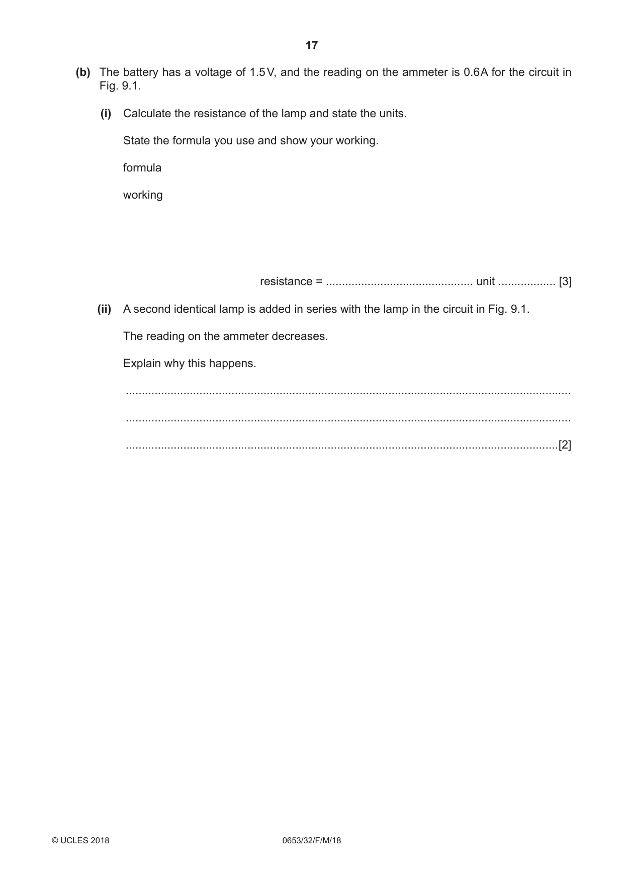 Cambridge IGCSE Science - Combined 0653 2018 Feb/March Paper 3 · Variant 2 question paper, page 17 of 20