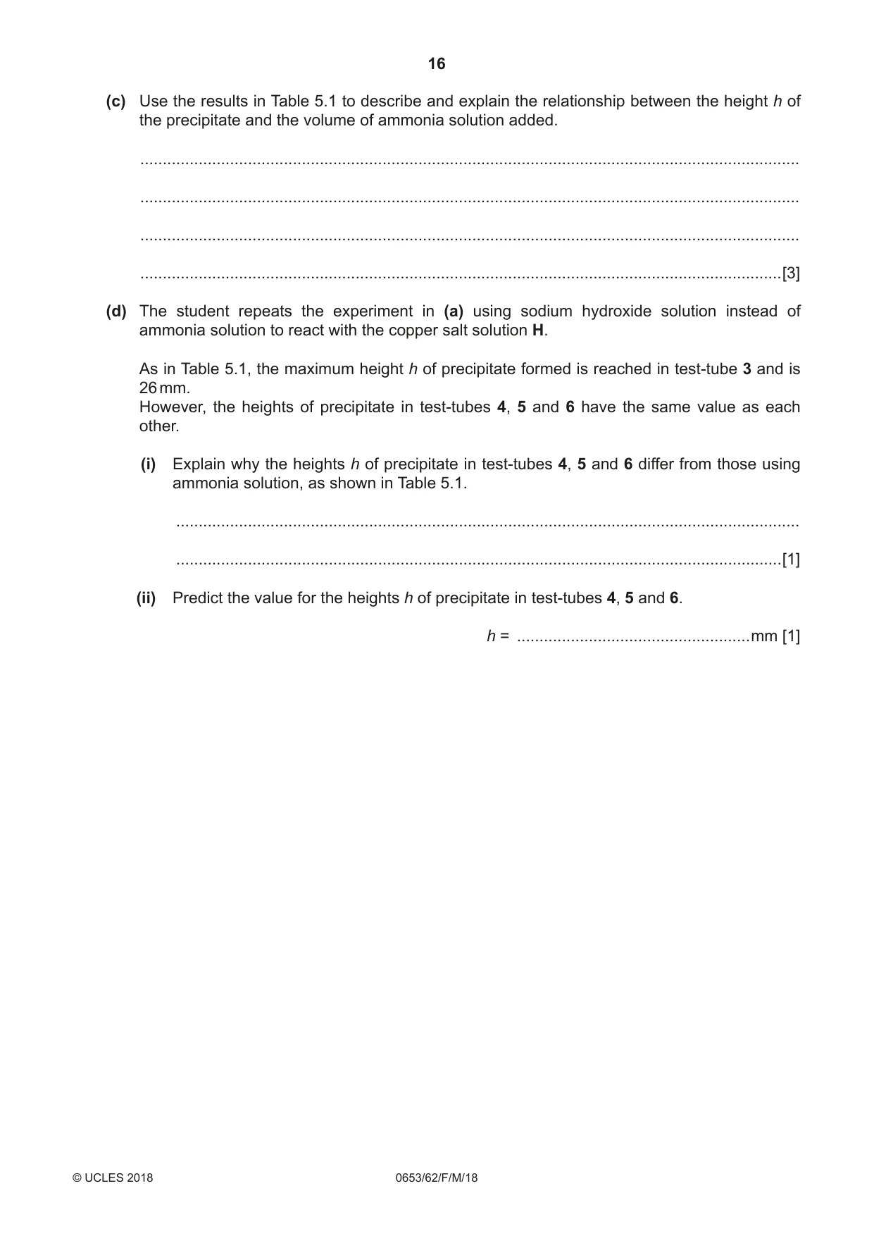 Cambridge IGCSE Science - Combined 0653 2018 Feb/March Paper 6 · Variant 2 question paper, page 16 of 20