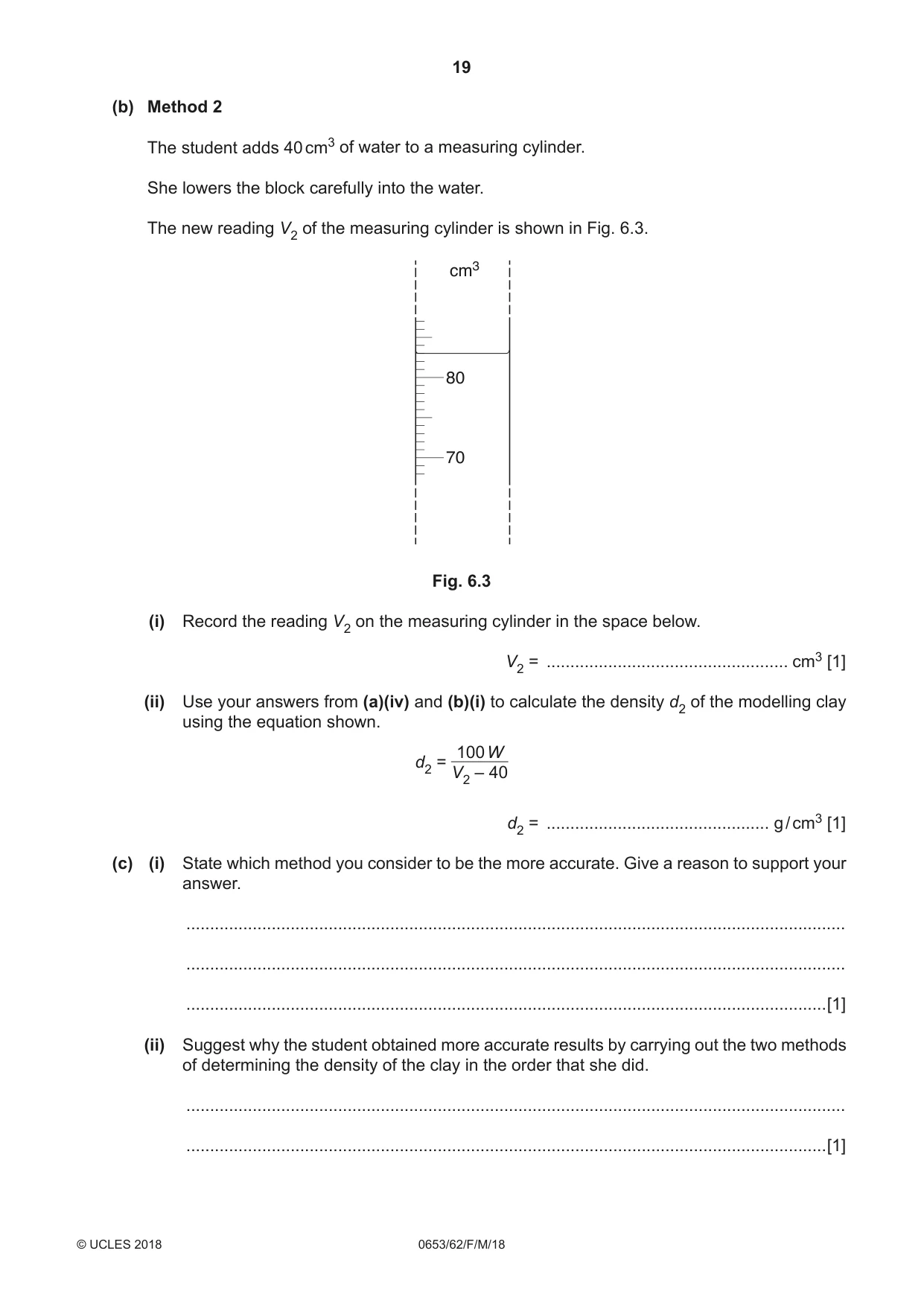Cambridge IGCSE Science - Combined 0653 2018 Feb/March Paper 6 · Variant 2 question paper, page 19 of 20