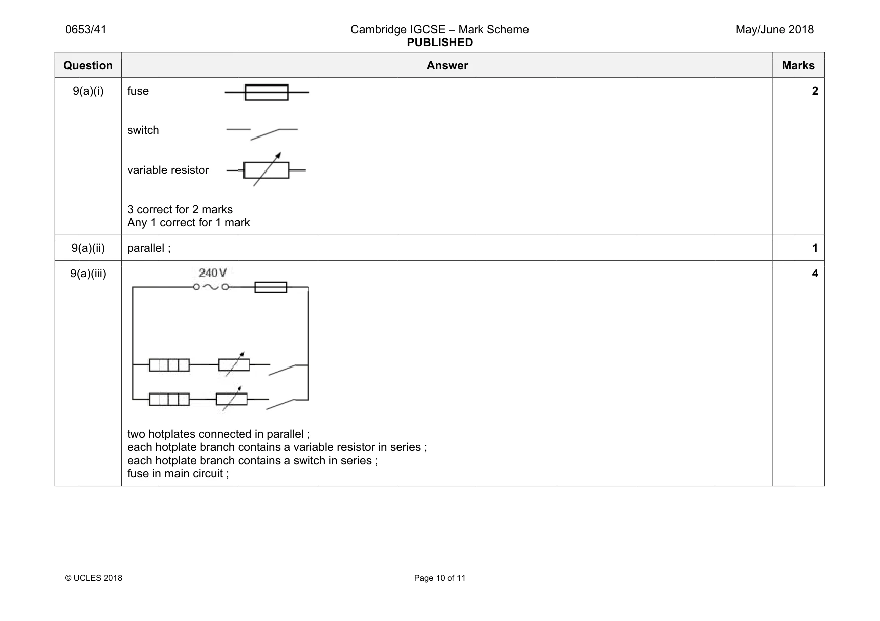 Mark scheme, page 10 of 11