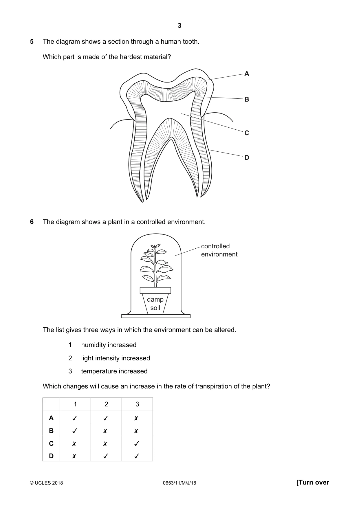 Cambridge IGCSE Science - Combined 0653 2018 May/June Paper 1 · Variant 1 question paper, page 3 of 16