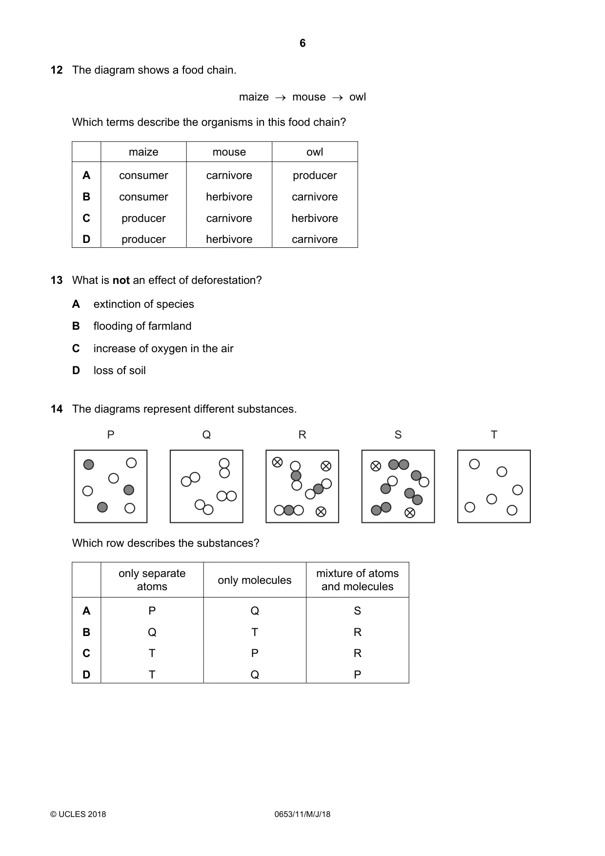 Cambridge IGCSE Science - Combined 0653 2018 May/June Paper 1 · Variant 1 question paper, page 6 of 16