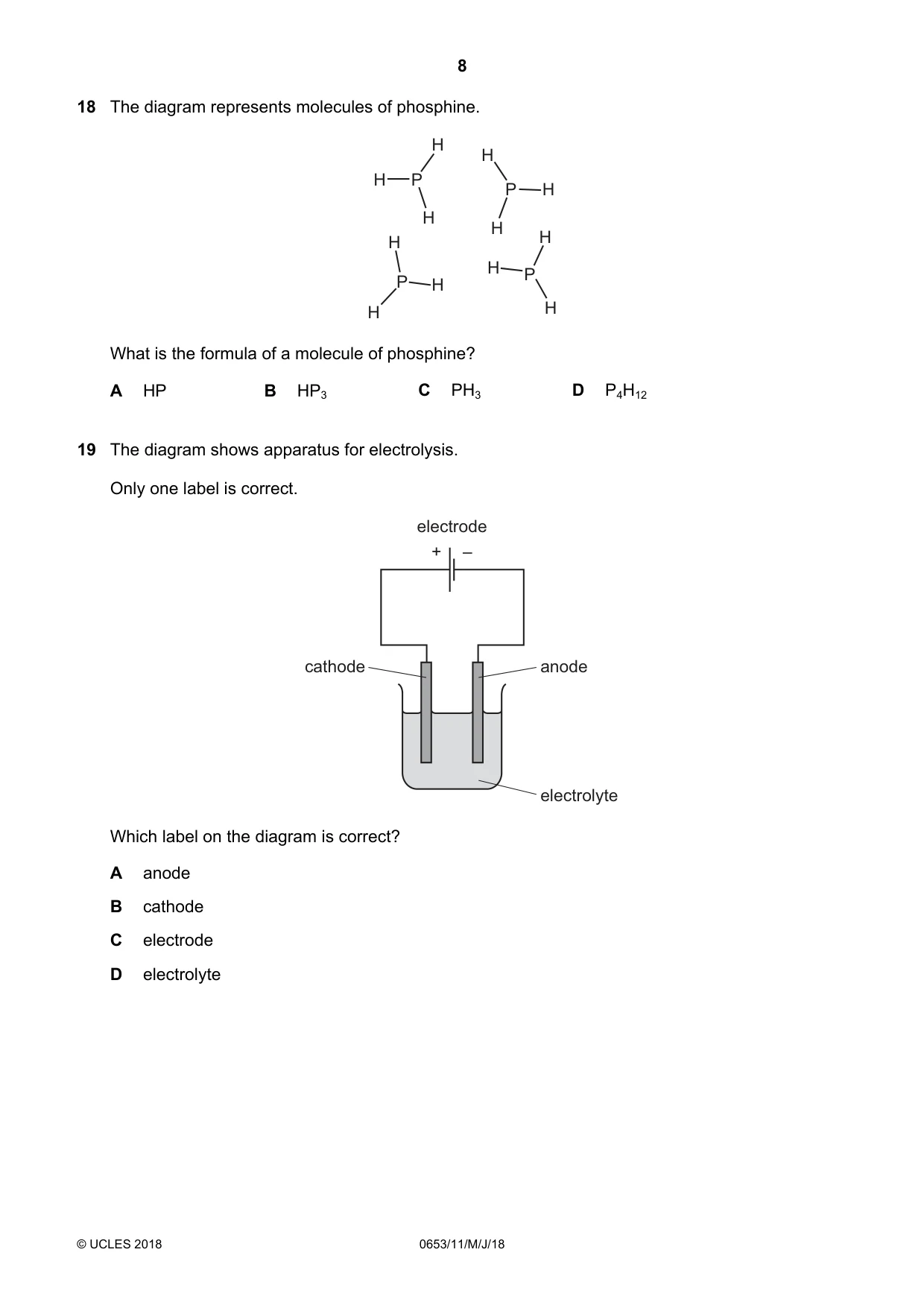 Cambridge IGCSE Science - Combined 0653 2018 May/June Paper 1 · Variant 1 question paper, page 8 of 16