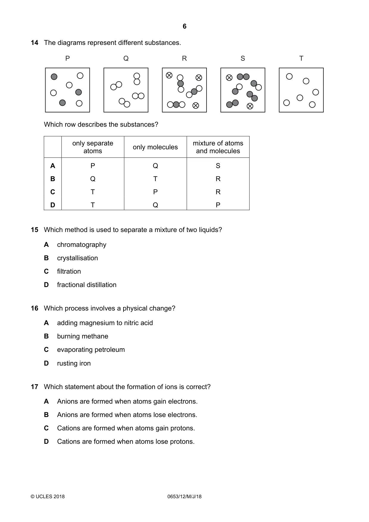 Cambridge IGCSE Science - Combined 0653 2018 May/June Paper 1 · Variant 2 question paper, page 6 of 16