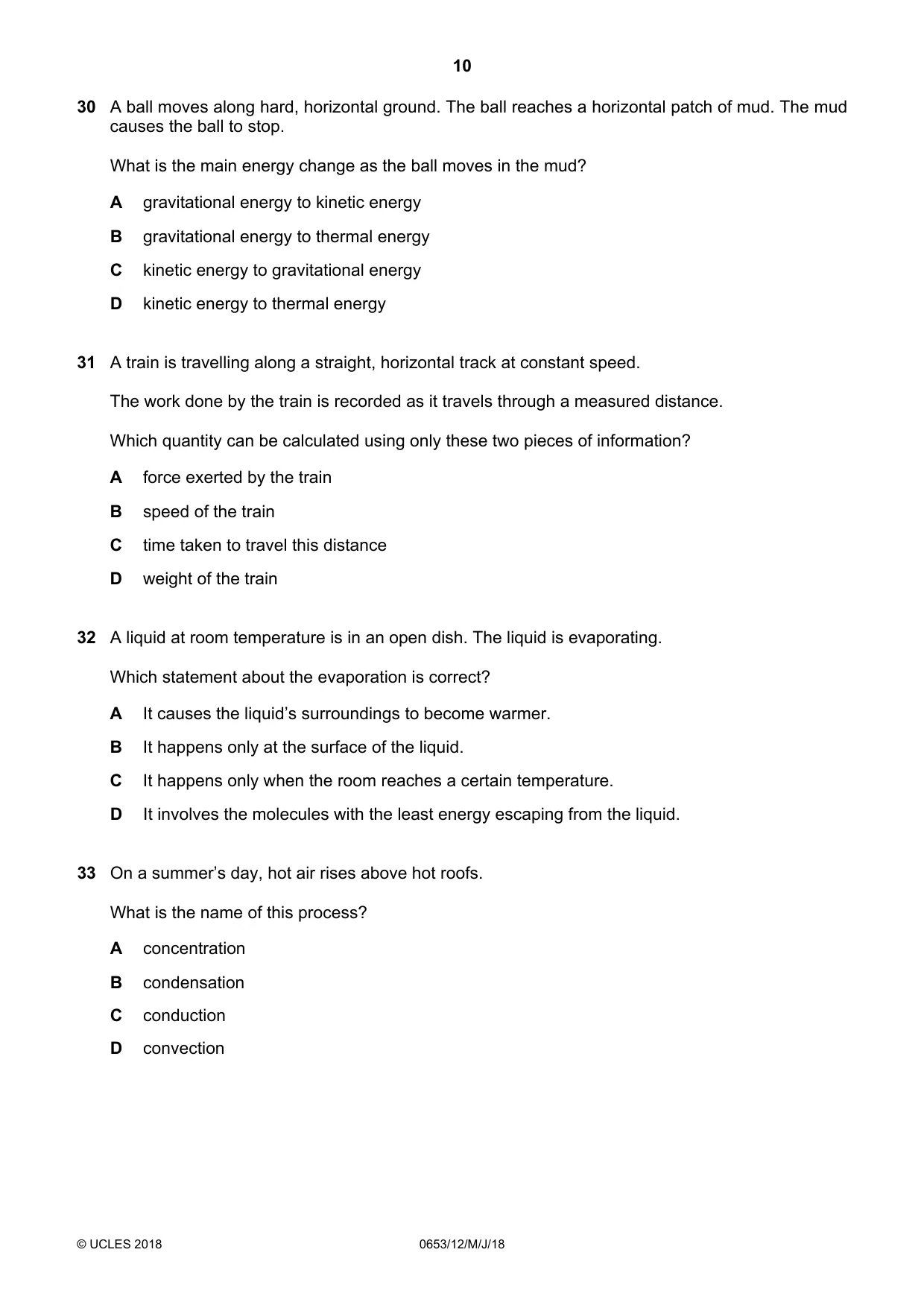 Cambridge IGCSE Science - Combined 0653 2018 May/June Paper 1 · Variant 2 question paper, page 10 of 16