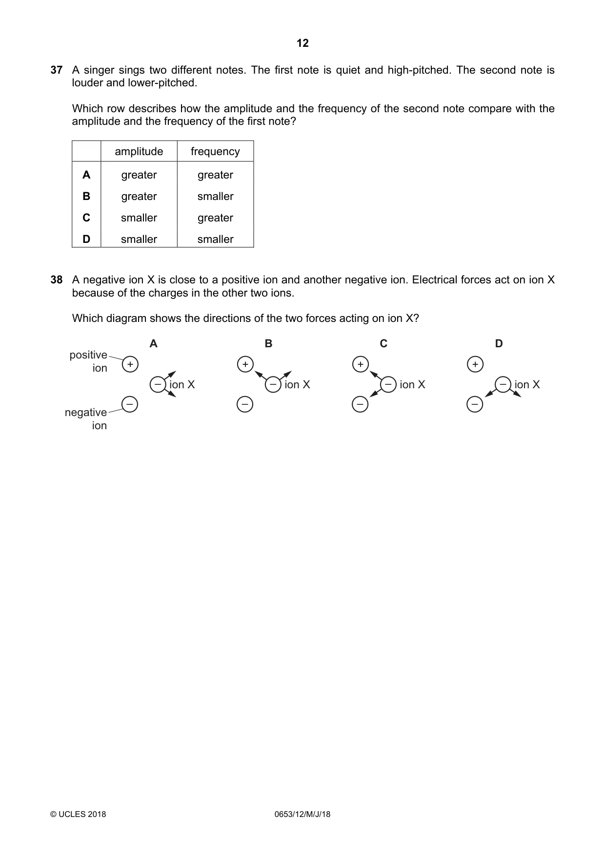 Cambridge IGCSE Science - Combined 0653 2018 May/June Paper 1 · Variant 2 question paper, page 12 of 16