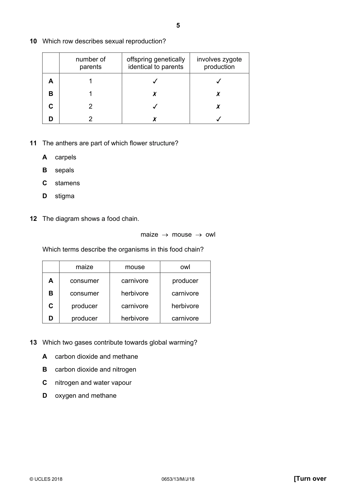 Cambridge IGCSE Science - Combined 0653 2018 May/June Paper 1 · Variant 3 question paper, page 5 of 16
