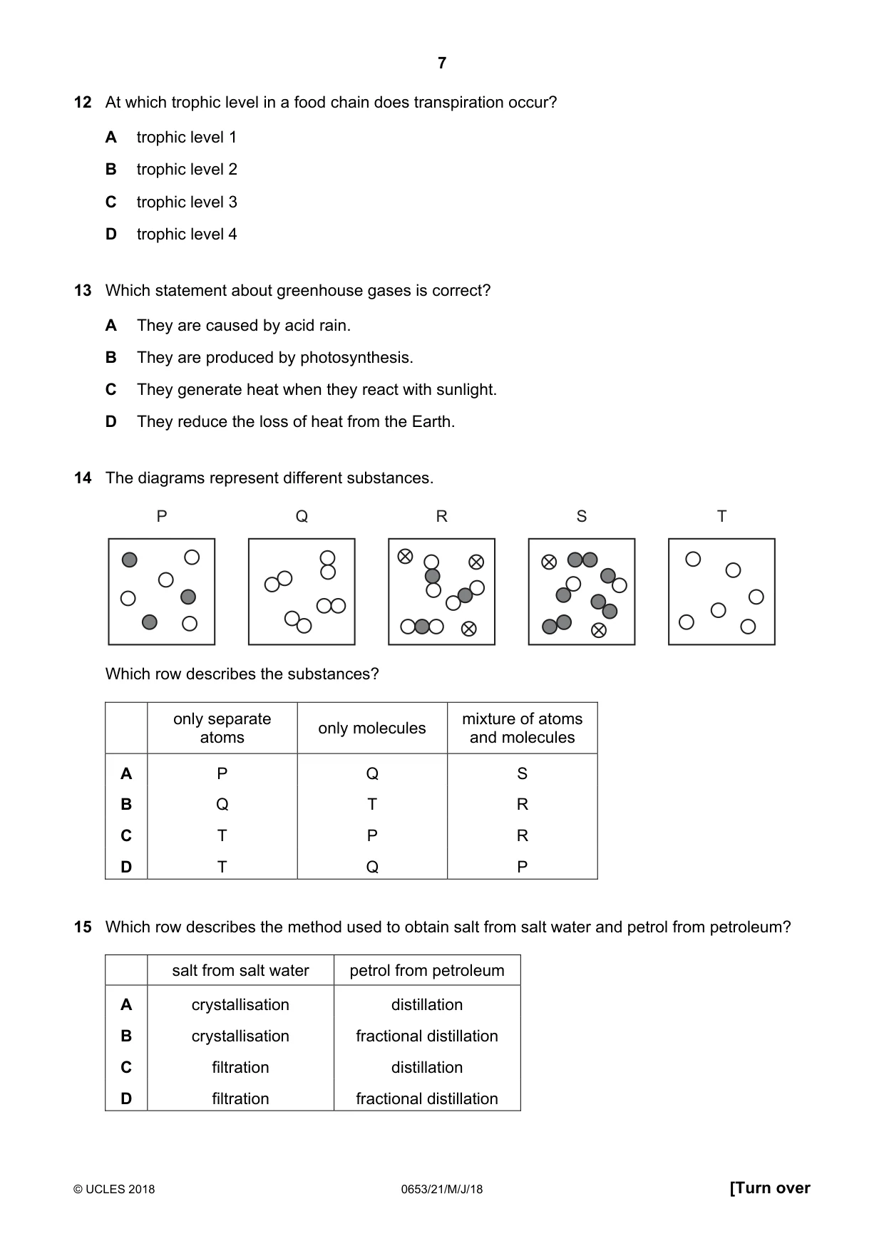Cambridge IGCSE Science - Combined 0653 2018 May/June Paper 2 · Variant 1 question paper, page 7 of 16