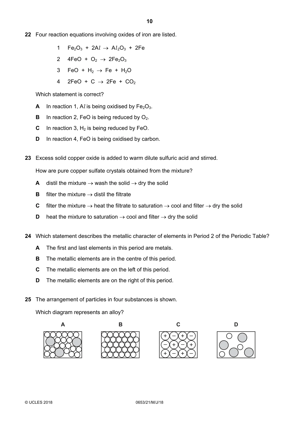 Cambridge IGCSE Science - Combined 0653 2018 May/June Paper 2 · Variant 1 question paper, page 10 of 16