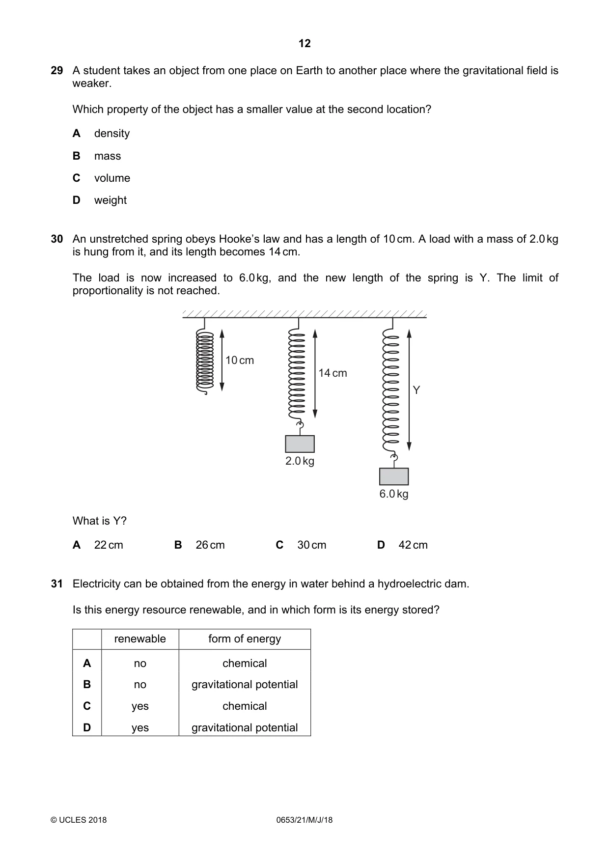 Cambridge IGCSE Science - Combined 0653 2018 May/June Paper 2 · Variant 1 question paper, page 12 of 16