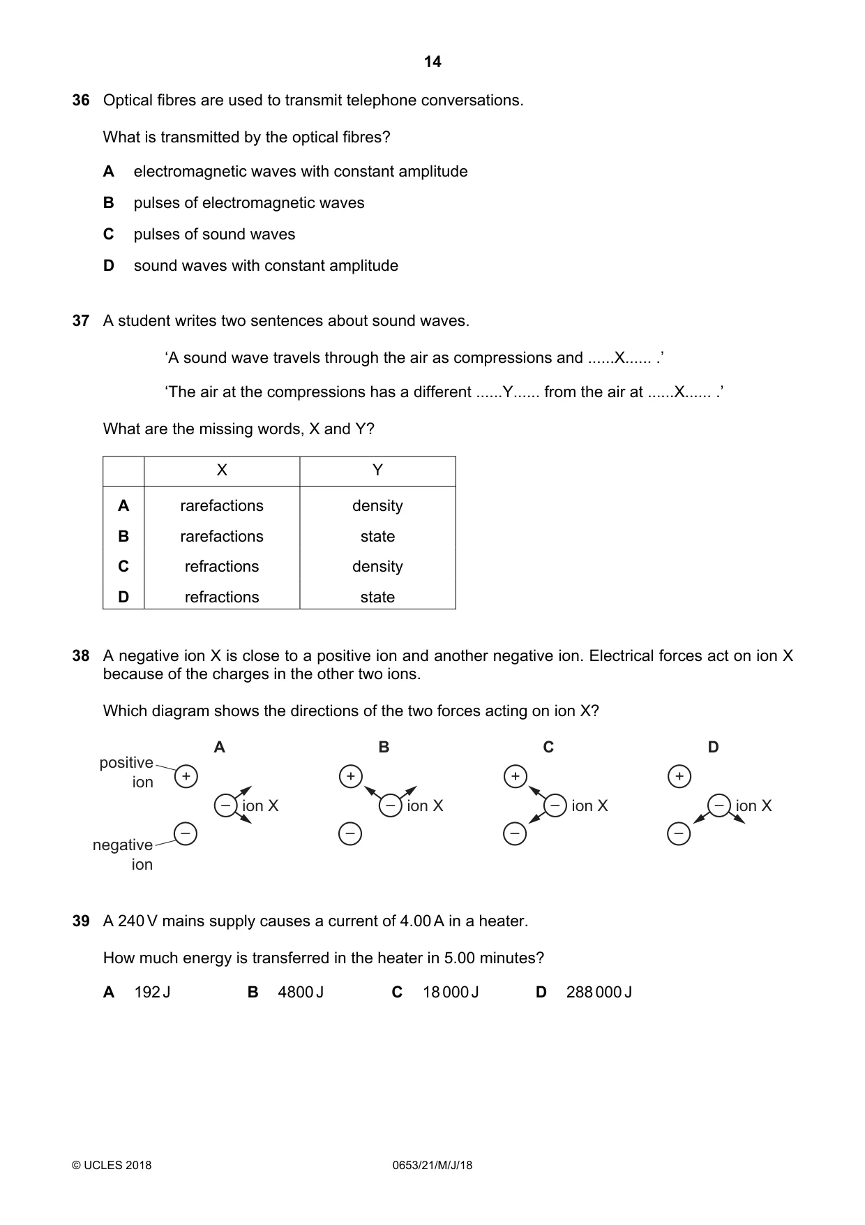 Cambridge IGCSE Science - Combined 0653 2018 May/June Paper 2 · Variant 1 question paper, page 14 of 16