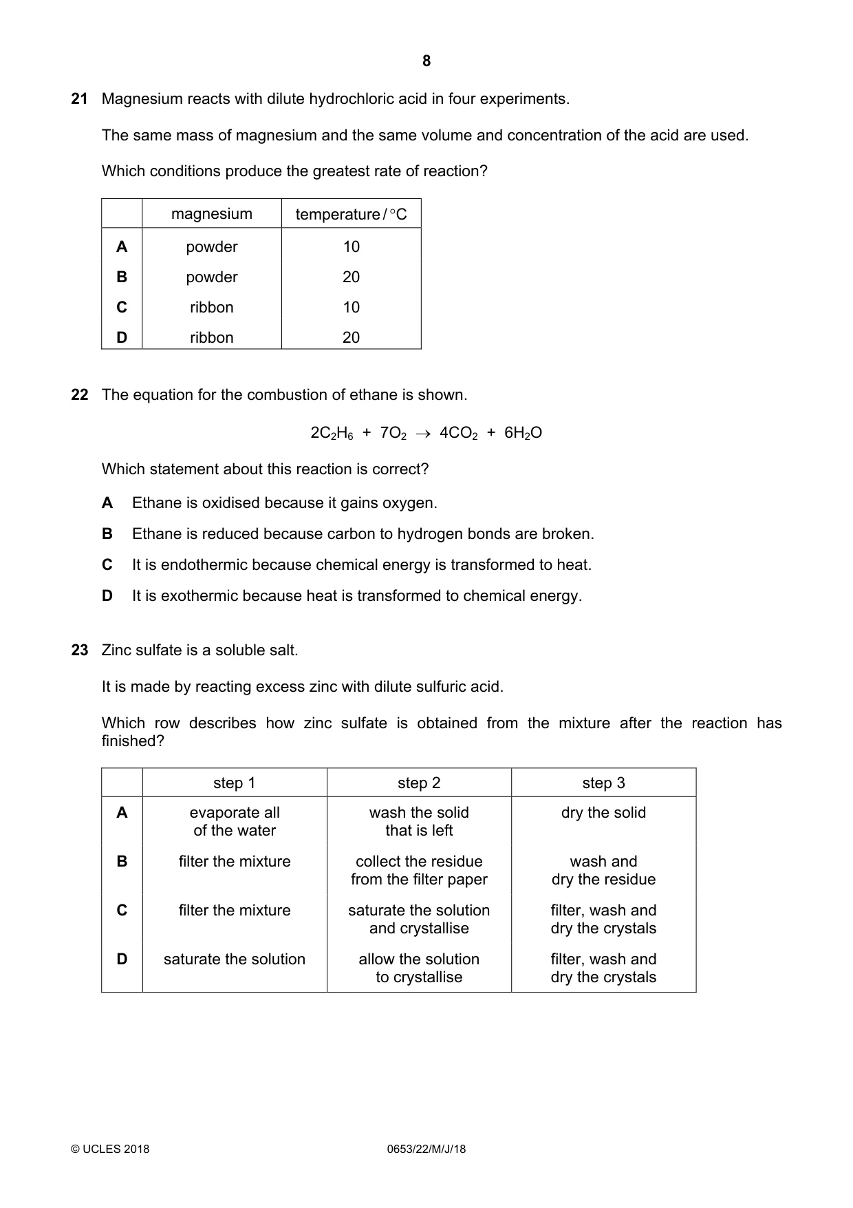 Cambridge IGCSE Science - Combined 0653 2018 May/June Paper 2 · Variant 2 question paper, page 8 of 20