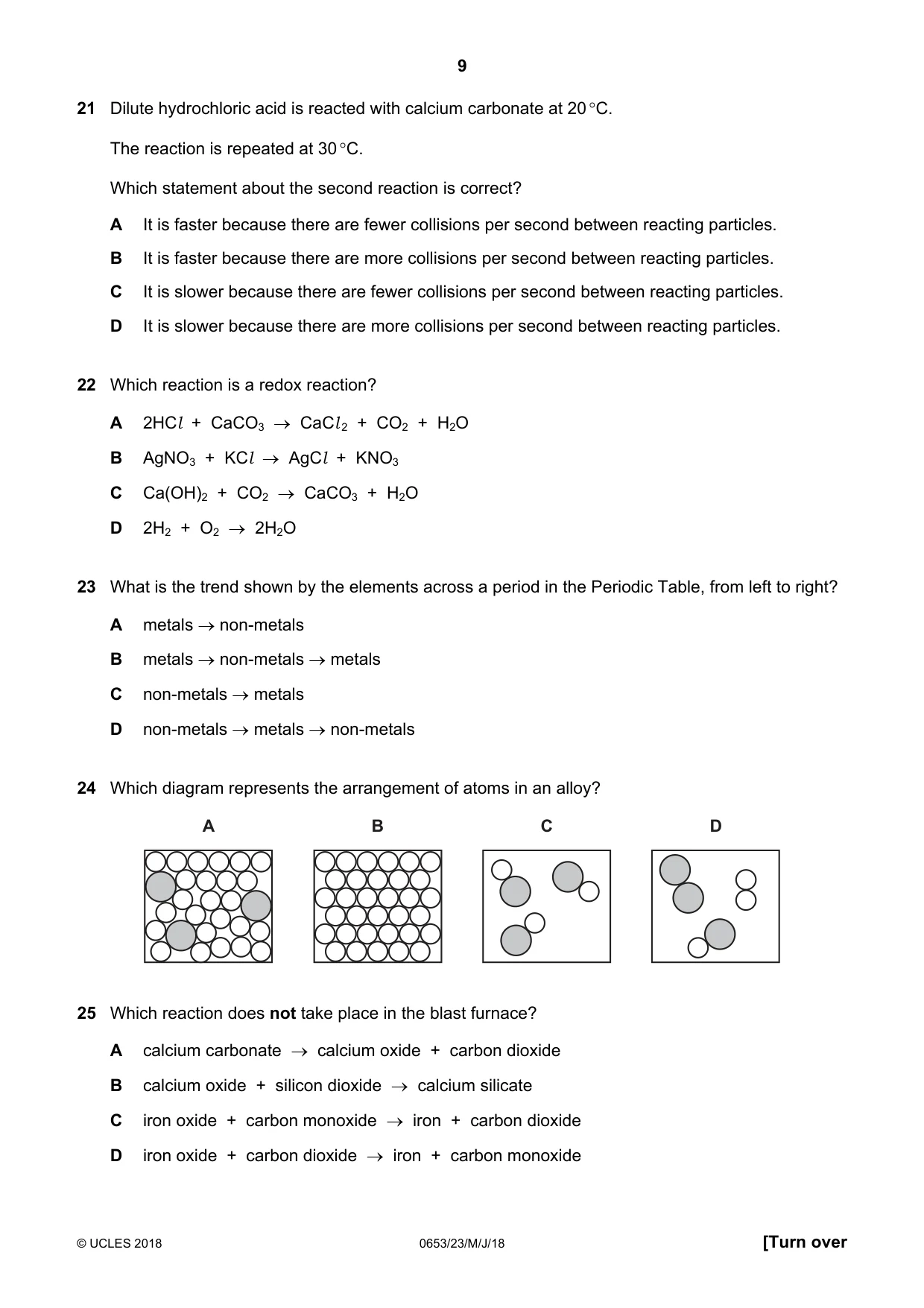 Cambridge IGCSE Science - Combined 0653 2018 May/June Paper 2 · Variant 3 question paper, page 9 of 16
