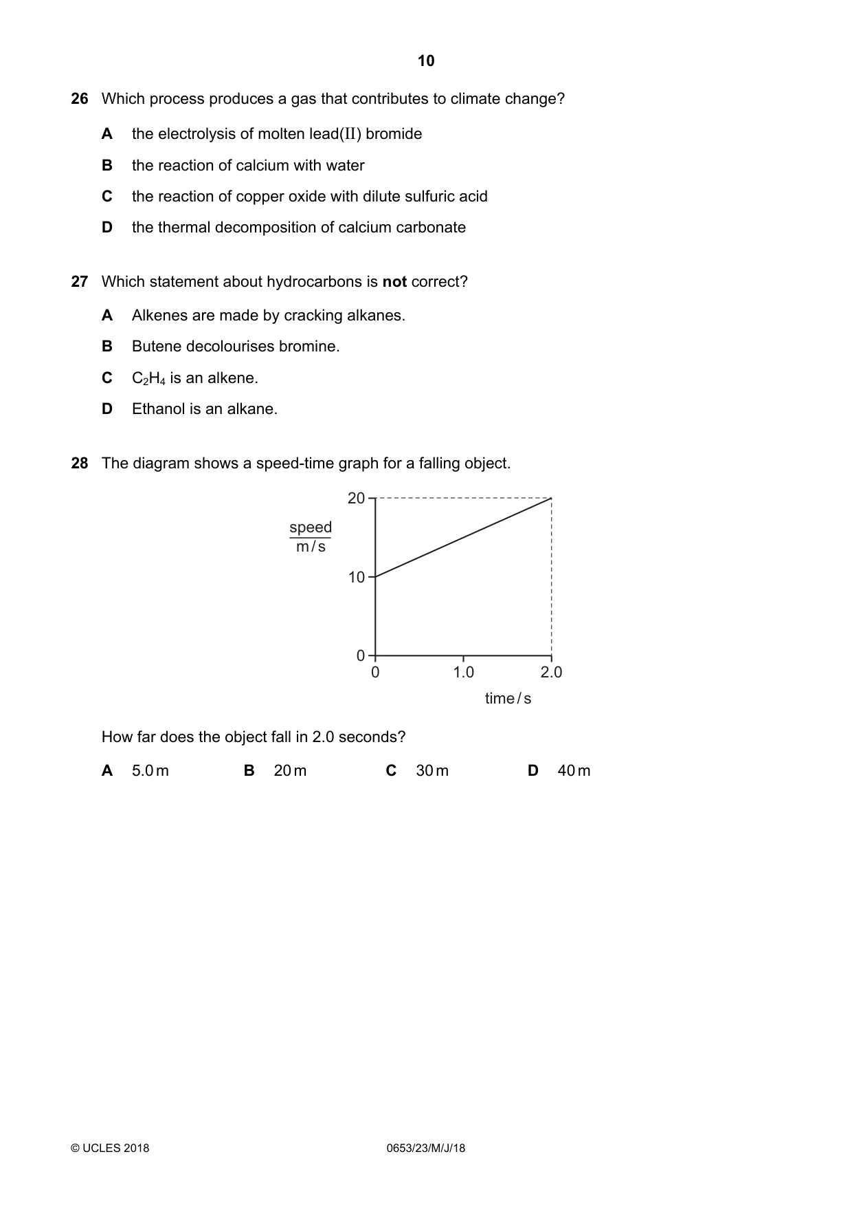 Cambridge IGCSE Science - Combined 0653 2018 May/June Paper 2 · Variant 3 question paper, page 10 of 16