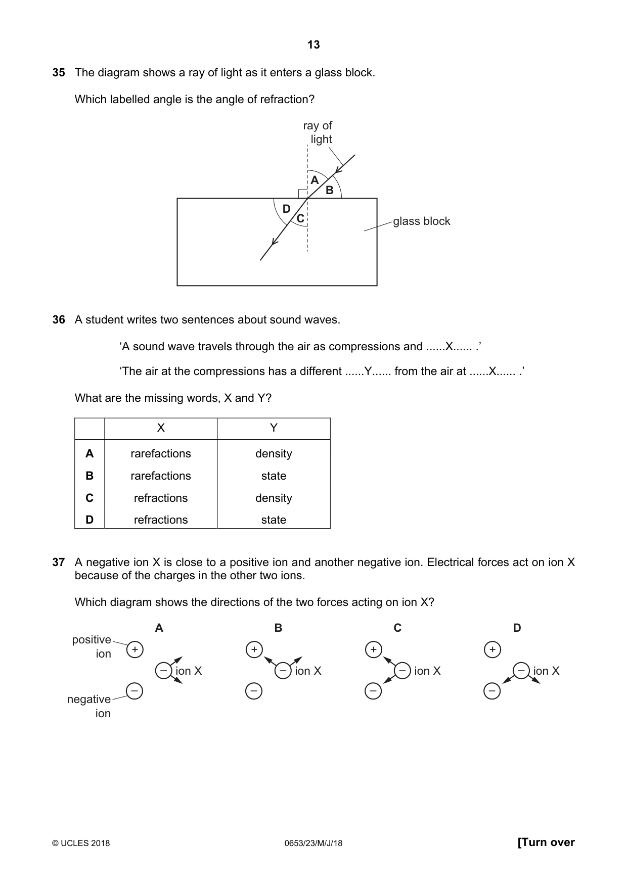 Cambridge IGCSE Science - Combined 0653 2018 May/June Paper 2 · Variant 3 question paper, page 13 of 16