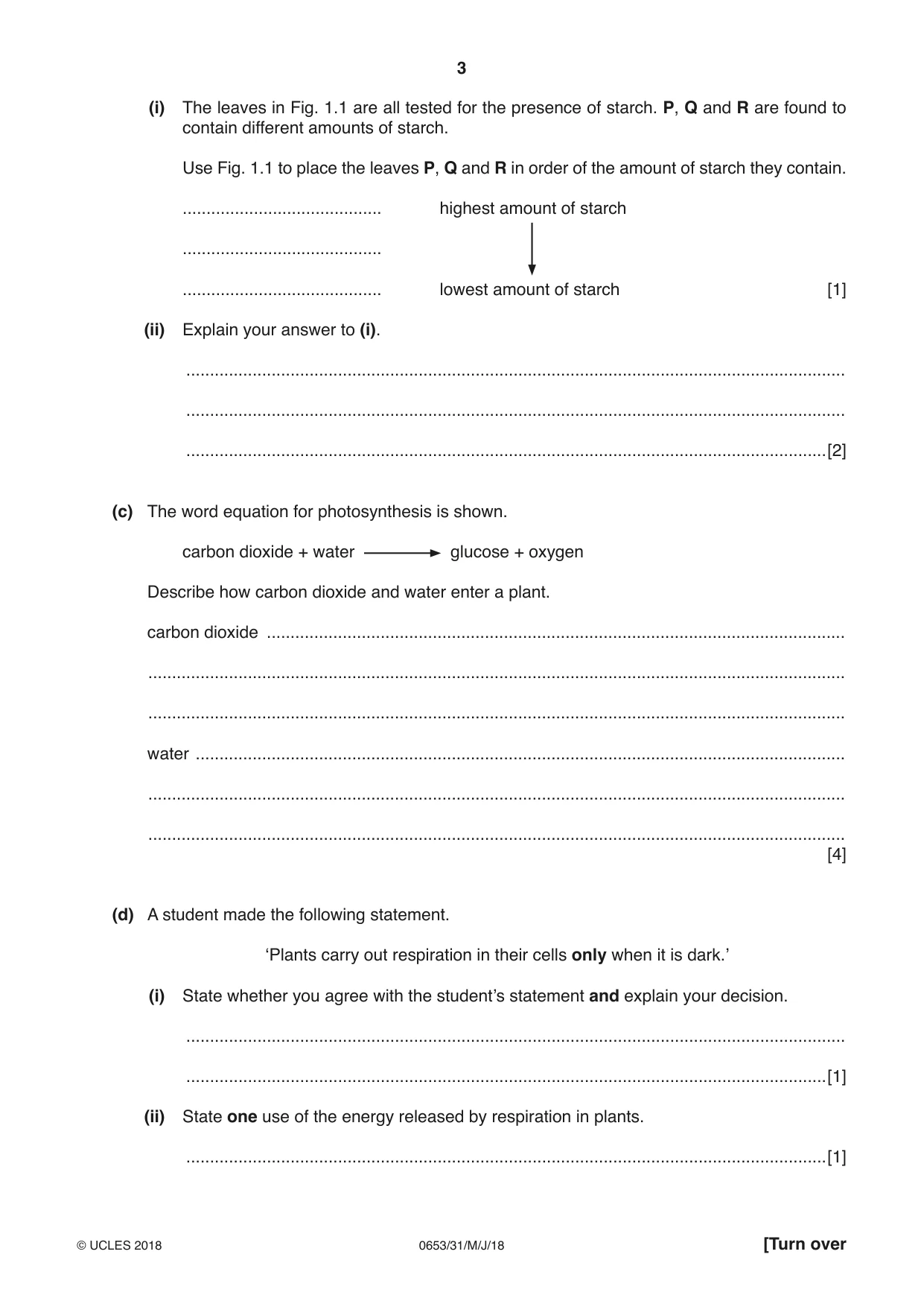 Cambridge IGCSE Science - Combined 0653 2018 May/June Paper 3 · Variant 1 question paper, page 3 of 20